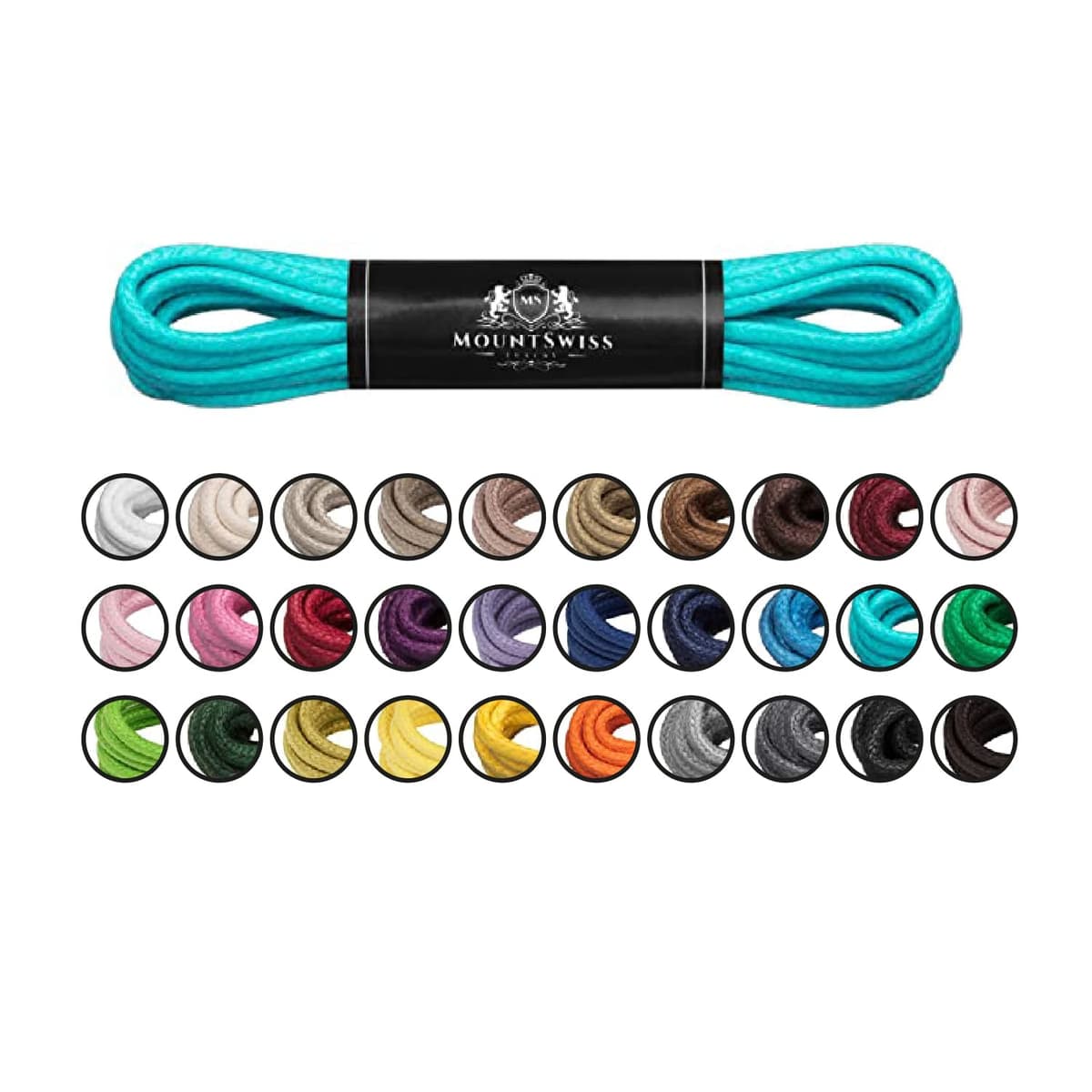 Cordones Mount Swiss© Luxury encerados y redondos para zapatos de traje y de piel, 2 - 3 mm de diámetro, 45 - 120 cm de longitud — view 11