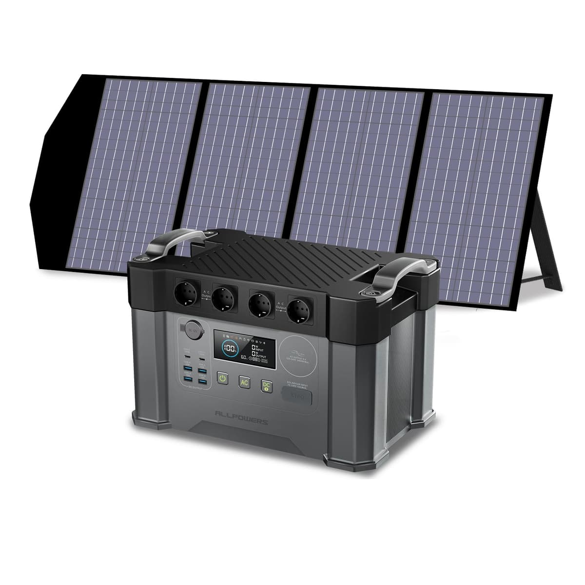ALLPOWERS 2400W Estación de energía portátil S2000 Pro batería portátil LiFePo4 de 1451Wh generador solar de salida de CA 4x2400W con MPPT y SAI＜15ms