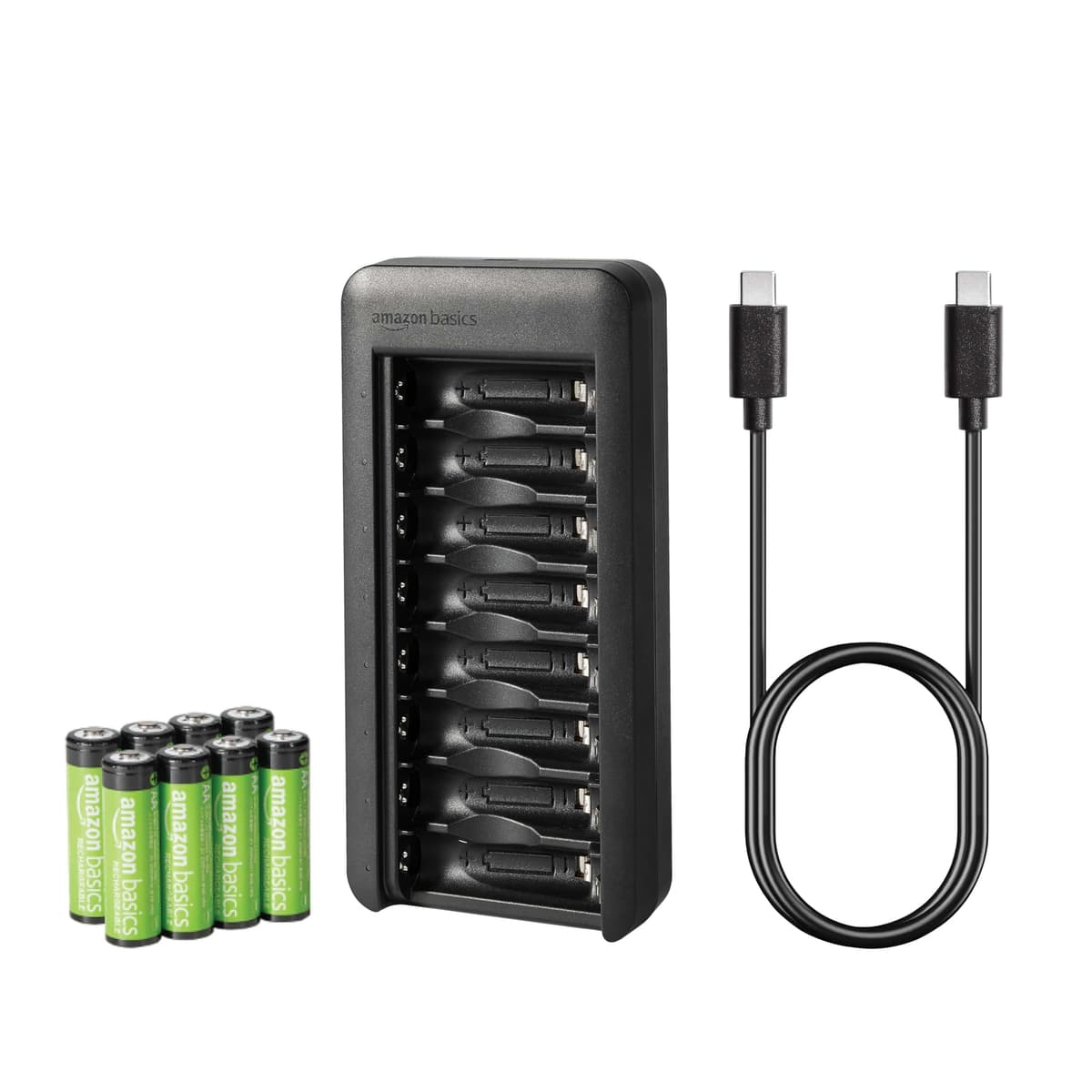 Amazon Basics Battery Charger for Rechargeable AA and AAA NiMh Batteries – UK Plug, 4-Bay, Black — view 12