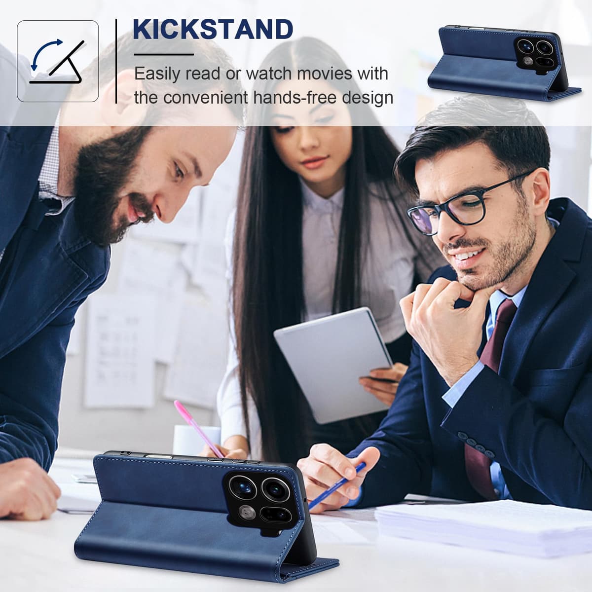 Jasonyu Funda para OPPO Find X9 Pro,Cuero PU Carcasa,Tipo Libro Flip Case con Tarjetas y Cartera,Soporte Plegable,Cierre magnético,Capa (Azul) — view 5