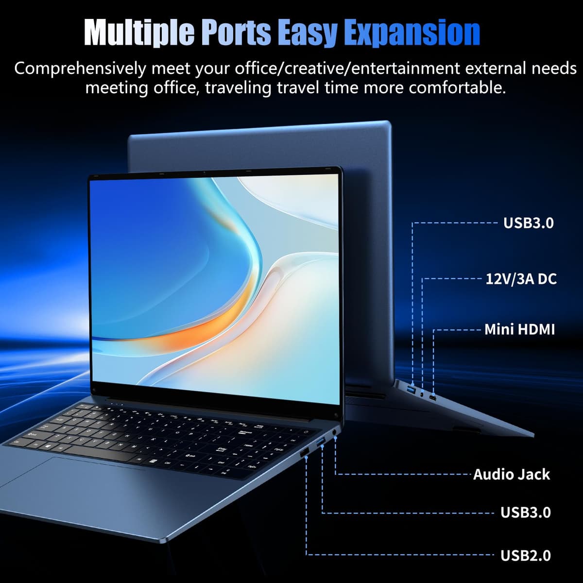 Ordenador portátil 16 GB RAM 1 TB SSD 16 Pulgadas Profesional Pc portátil N150 3,6 GHz, Win 11 Pro, 1920 x 1200 p, 6000 mAh, Teclado retroiluminado - Estudiante/Oficina/Negocio — view 4