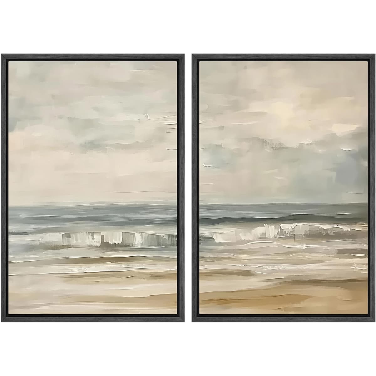 MUDECOR Framed Canvas Print Wall Art Set Watercolor Pastel Duotone Tan Landscape Abstract Shapes Illustrations Modern Art Decorative Contemporary for Living Room, Bedroom, Office - 24"x36"x2 Natural — view 152