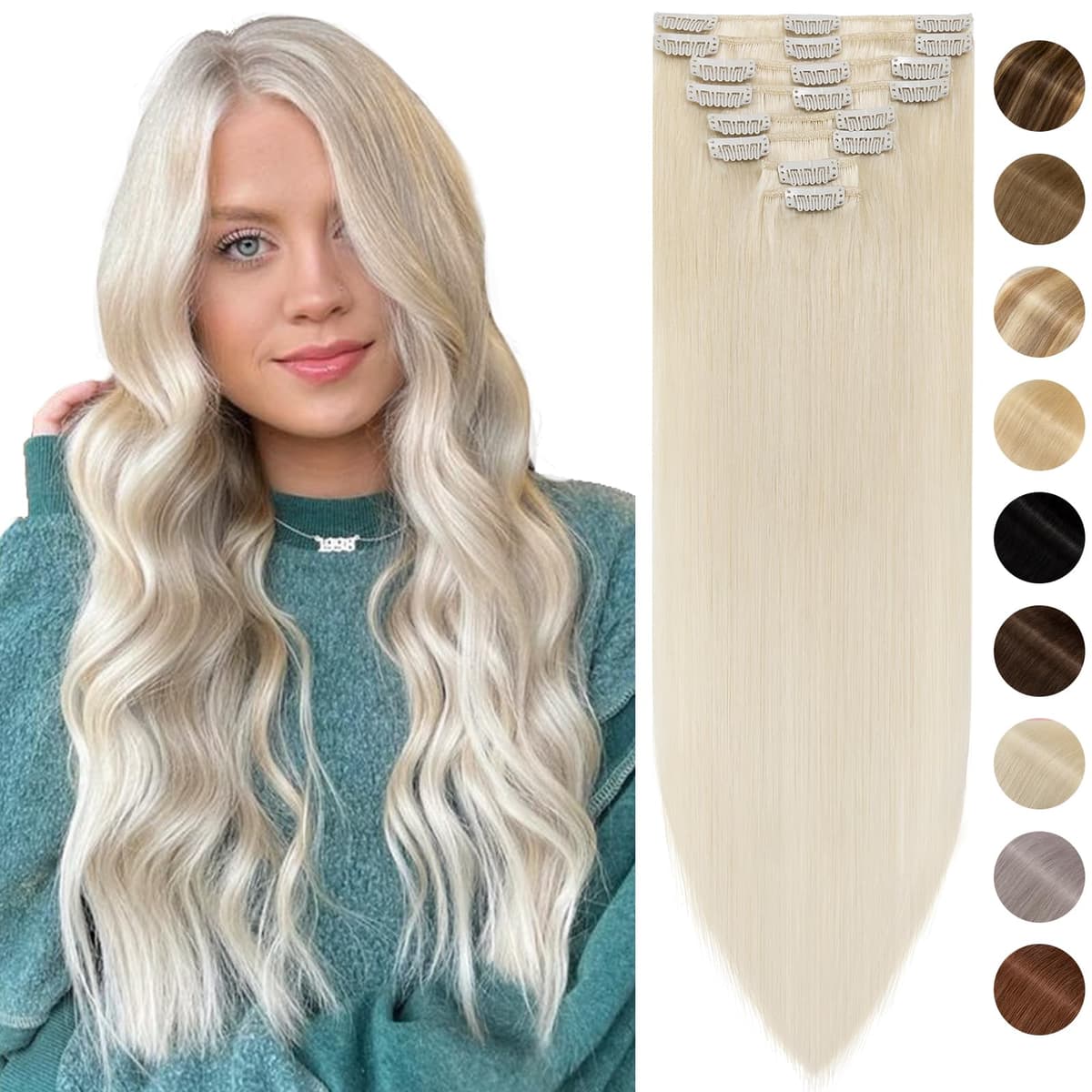 Silk-co 10inch Hair Extensions Clip in Hair Extension Human Hair #04 Medium Brown -Basic Thickness-Thin Weft- 8 Pieces Real Remy Straight Hair Extensions[50g] — view 139
