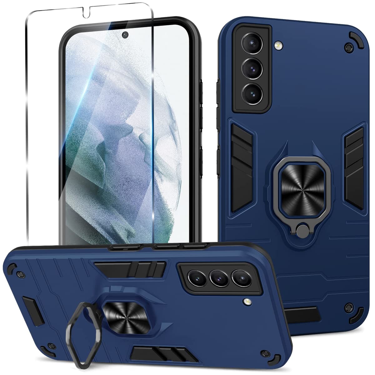 Funda para CMF Phone 2 Pro, Carcasa Antigolpes con Soporte anular metálico, Case Protectora de Grado Militar, Negro — view 289