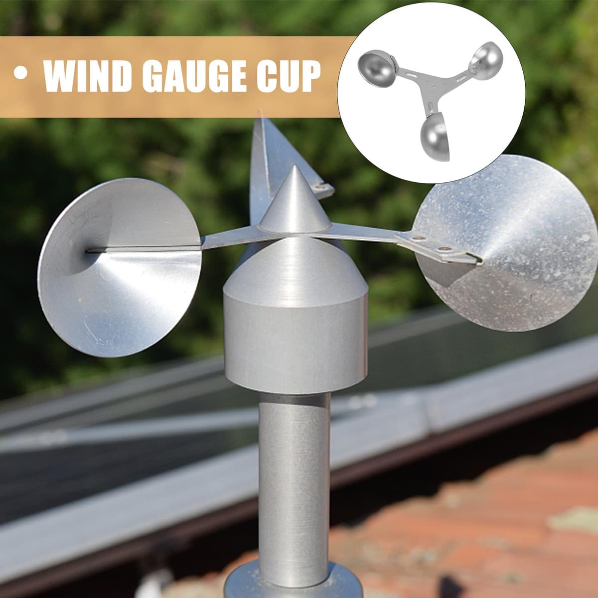 Kisangel Sensor de Anemómetro de 3 Copas de Aleación de Aluminio para Medición de Velocidad y Dirección del Viento en Invernaderos Agrícolas Diámetro 200 MM — view 5