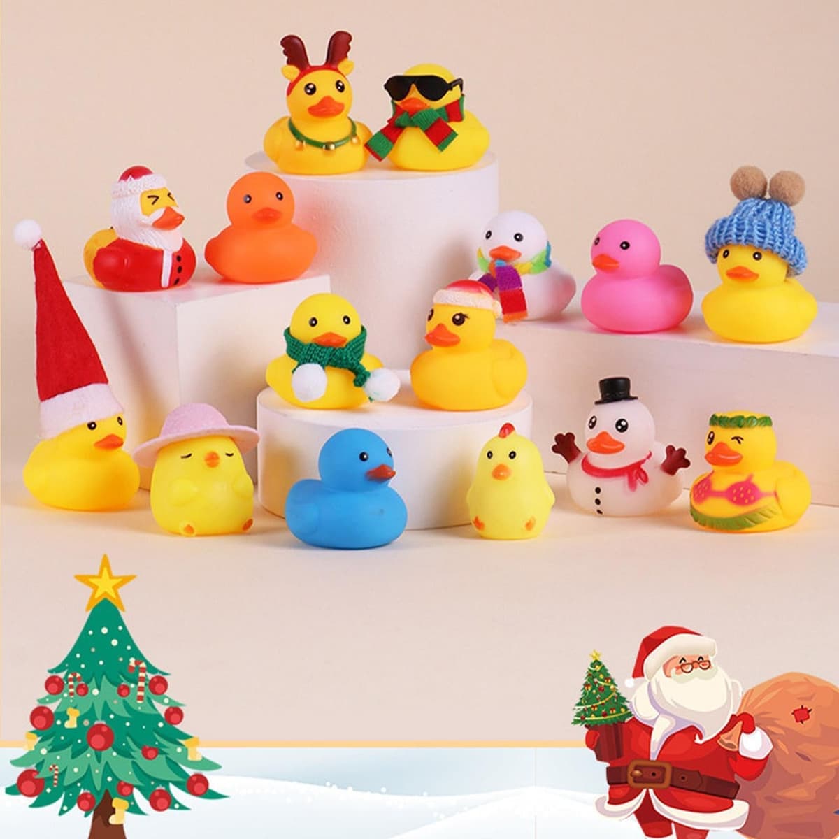 Calendario de Adviento 2025, calendario de Adviento de cuenta regresiva de 24 días de Navidad con 24 patos de goma, juguetes divertidos para niños, niñas, niños y niños pequeños, decoración de Navidad — view 3
