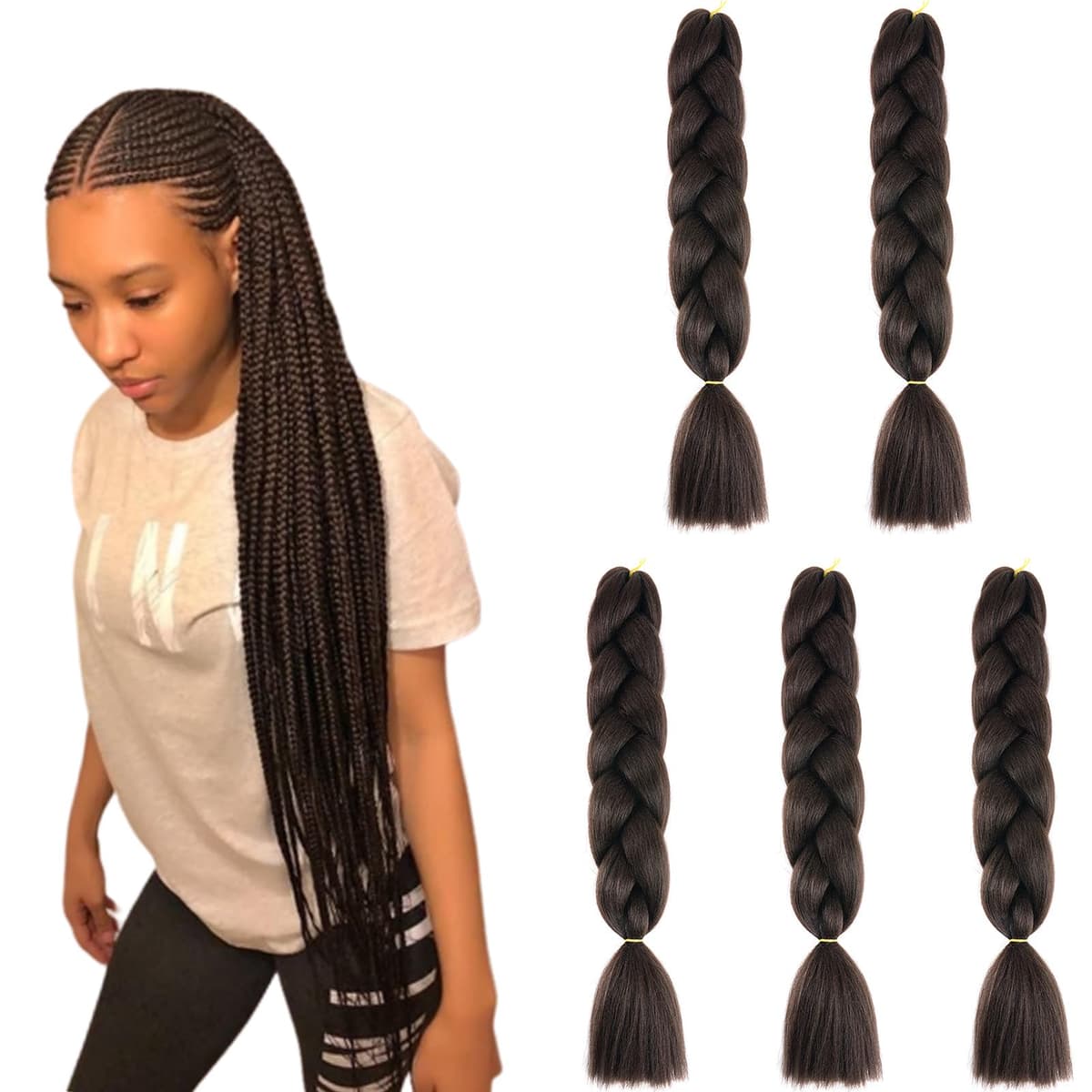 24" Braiding Hair Extension Jumbo Braids Synthetic 3bundles/pack Crochet Hair Afro Box Braid Heat Resistent (Dark Purple) — view 82
