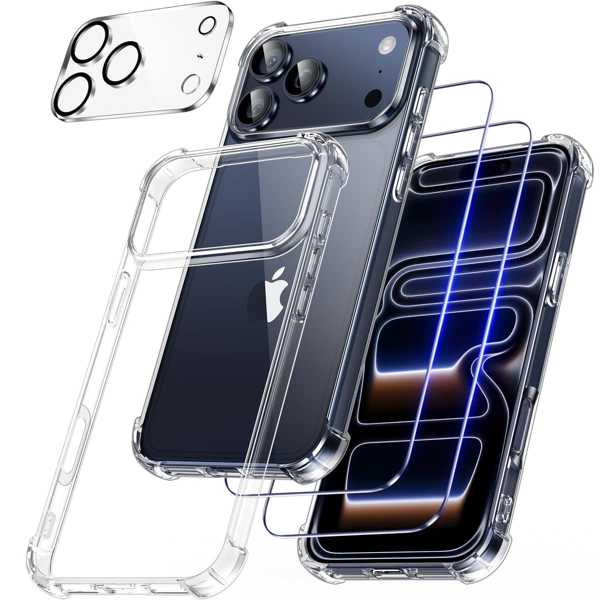 FLLAO 4 en 1 Funda para iPhone 15 con 2 Protector Pantalla y 1 Protector Lente Cámara, [Almohadilla de Aire integrada] Antigolpes Antiarañazos Carcasa 6,1 Pulgadas, Transparente — view 102