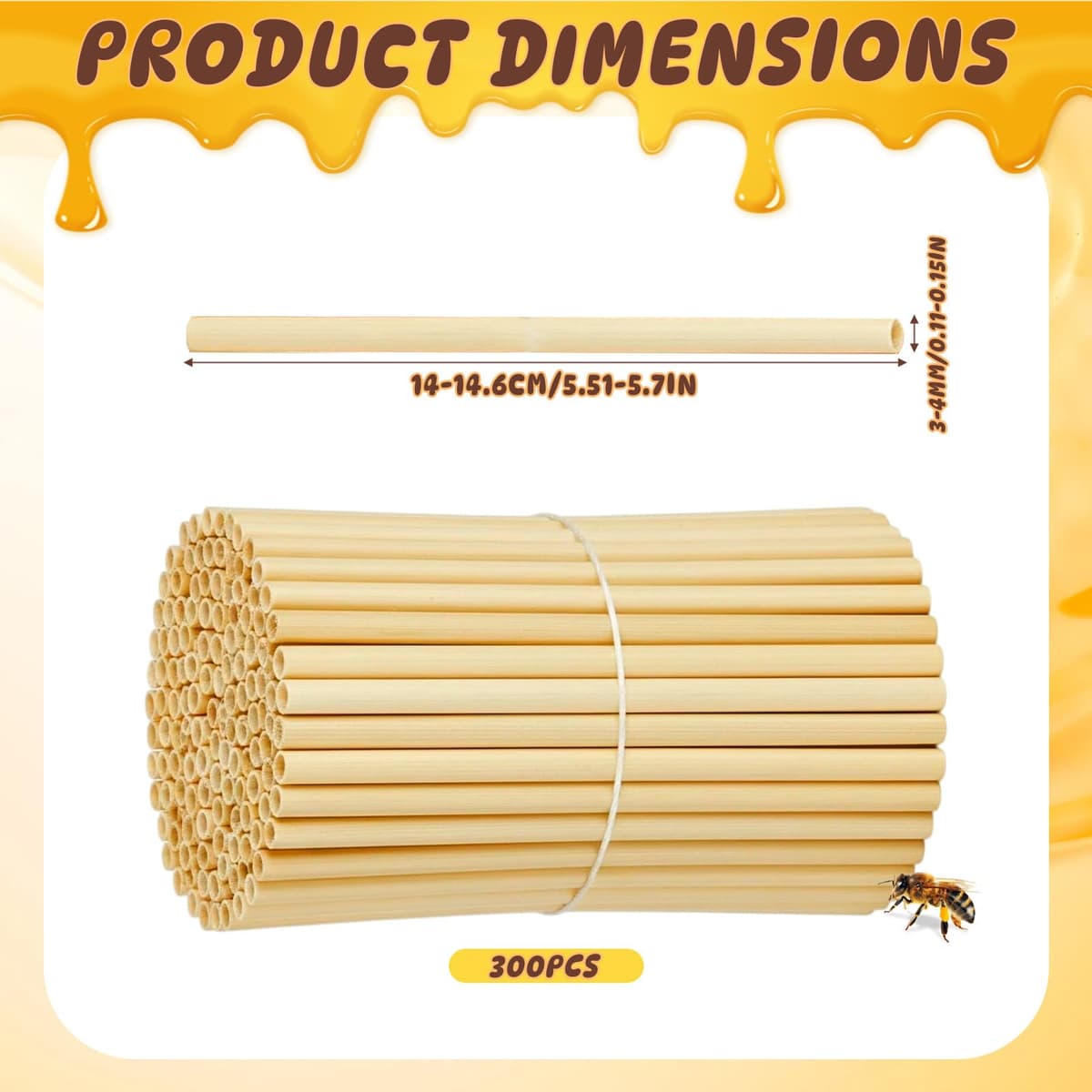 300 Piezas Tubos Nidos para Hotel de Insectos, 14-14.6 CM de Largo Diámetro 3-4 MM, Tubo para Nido de Abejas, Material Insectos Anidación para Hotel de Abejas, Casa de Abejas — view 2