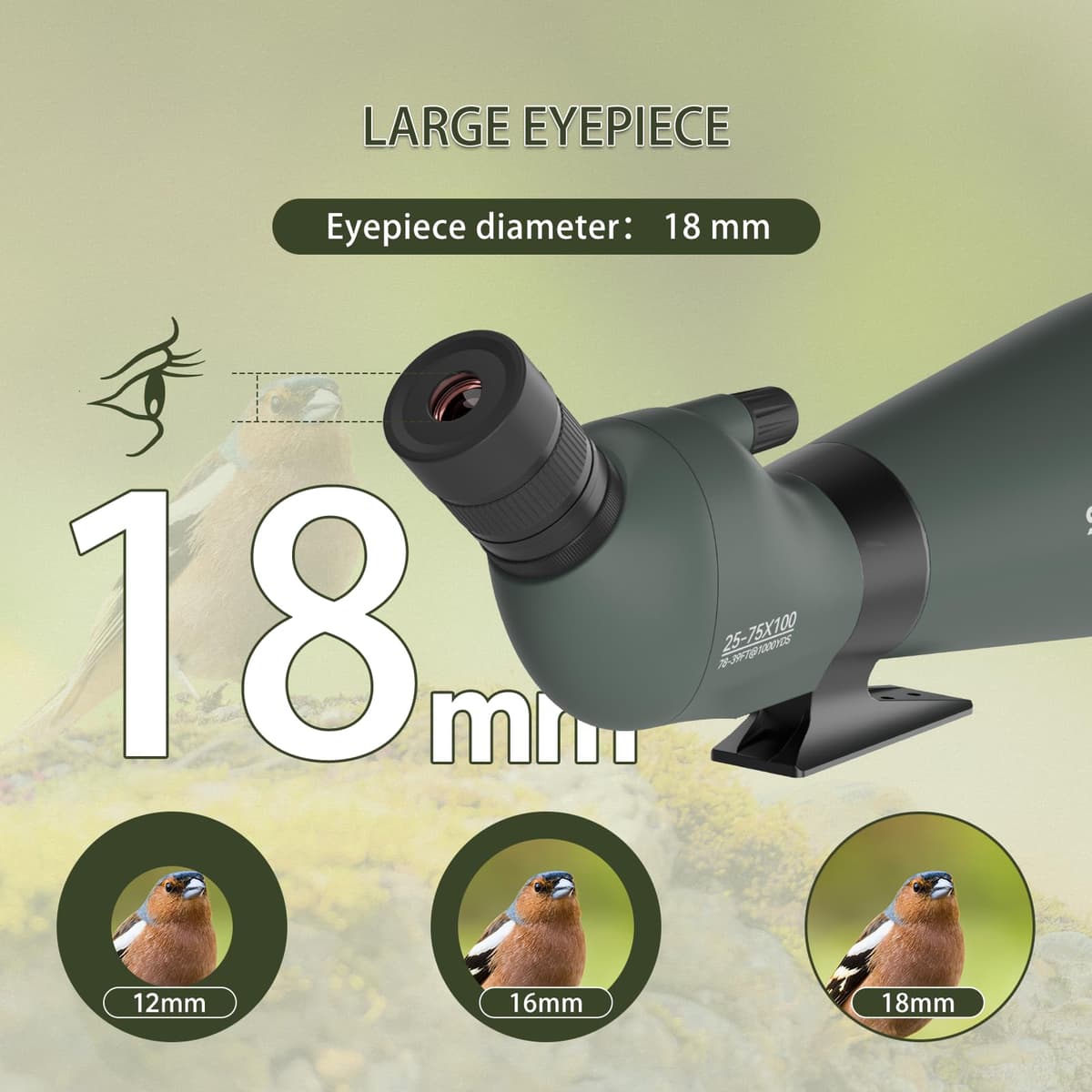 Svbony SV28 25-75x100mm Telescopio Terrestre con Trípode, Gran Campo de Visión Imágenes Claras y Brillantes, HD Bak4 FMC Telescopio Terrestre con Adaptador, para Tiro al Blanco, Observación de Aves — view 5