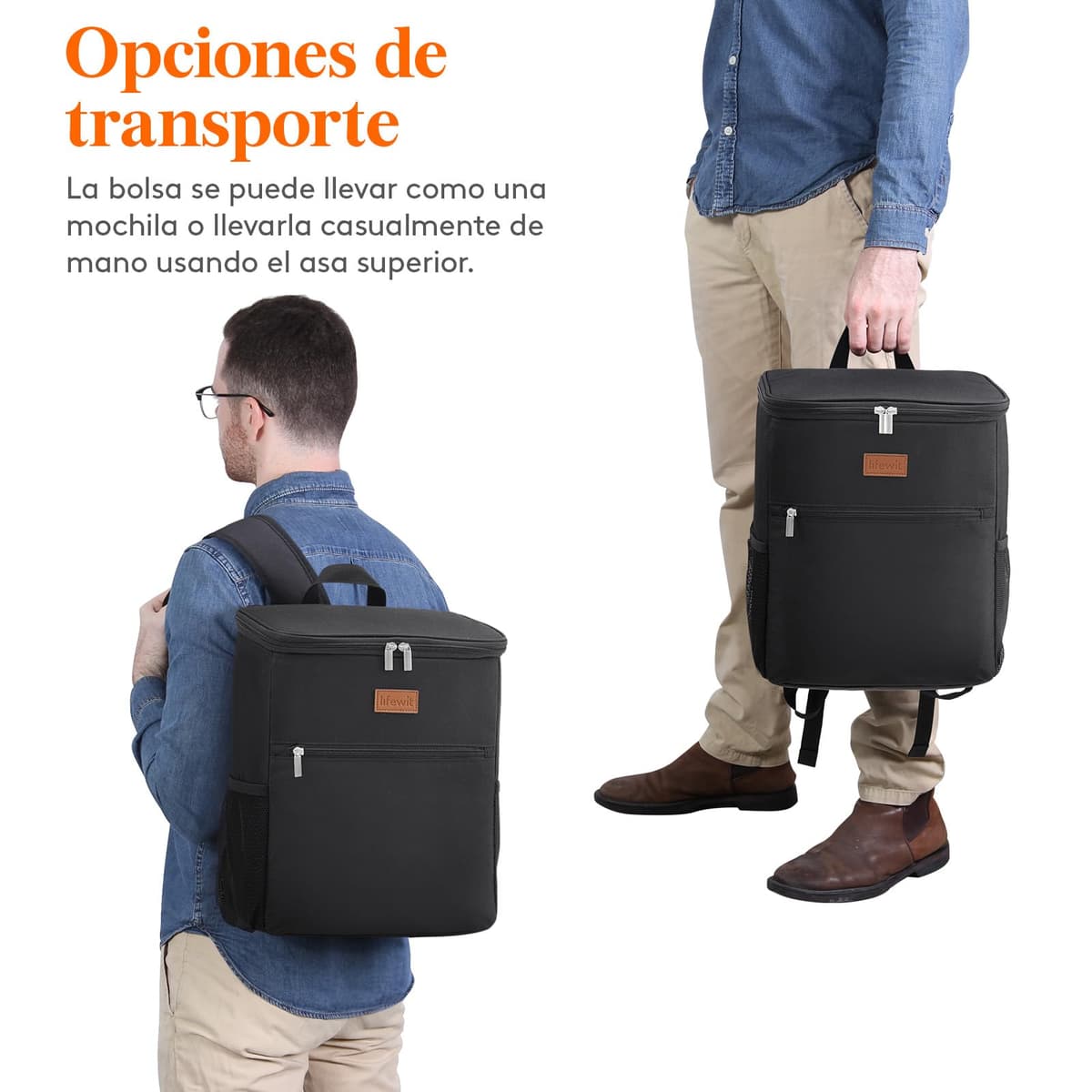 Lifewit Mochila Nevera 24L (30 Latas), Mochilas Neveras Portatil Isotermica, Bolsa Termica Porta Alimentos Impermeable, Cooler Bag para Playa, Picnic, Camping, Viaje, Trabajo, Negro — view 7