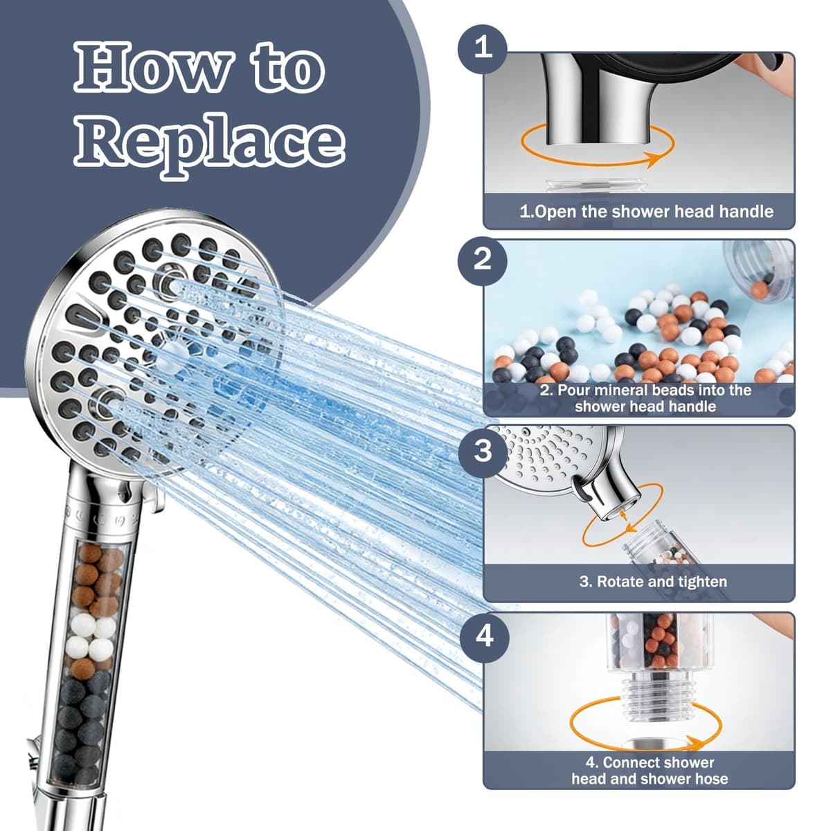 Bolas Minerales Filtro Ducha, Set de 12 Mineral Shower Filter Balls, Bolsas de Bolas Minerales de Iones Negativos como Relleno para Filtro Iónico de Cabezal de Ducha, Ayuda a Acondicionar el Agua — view 5