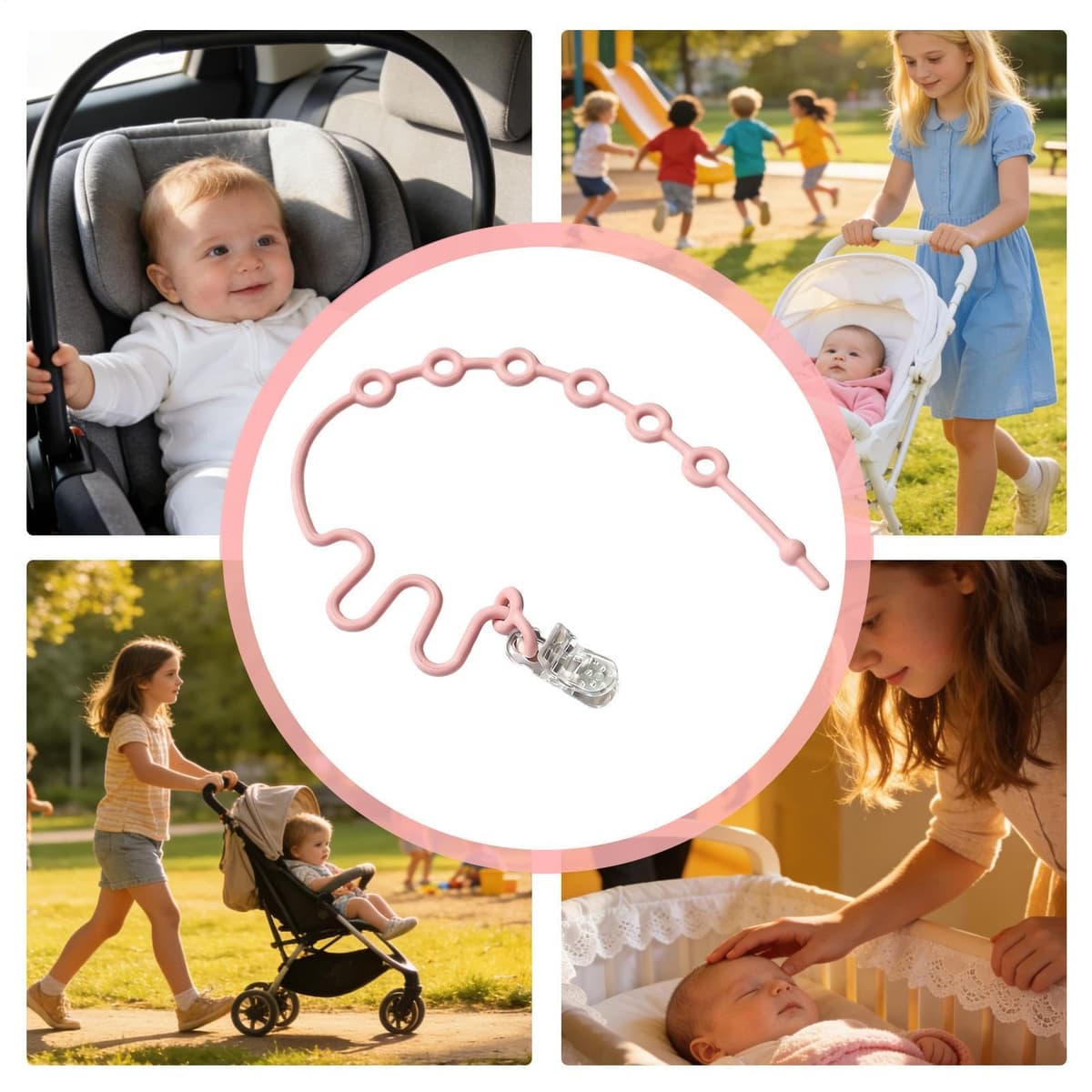 Kids Toy Straps for Stroller, Silicone Adjustable Safety Tethers, Pacifier Clip Holder for High Chair Car Seat Crib, Anti Drop Teether Leash for Travel — view 5