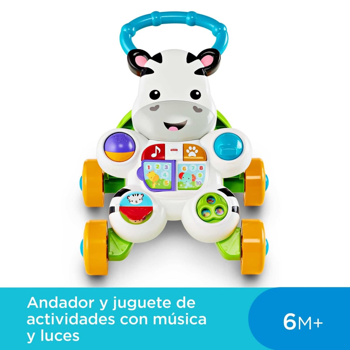 Fisher-Price Cebra parlanchina primeros pasos, andador correpasillos bebé +6 meses, versión español, embalaje reducido GXC34 — view 3