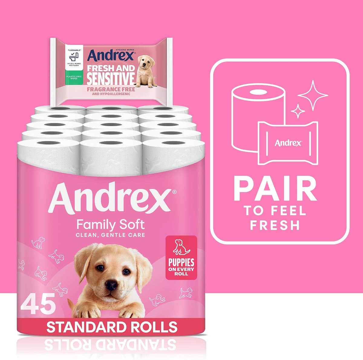 Andrex Family Soft Toilet Roll - 45 Toilet Rolls, 2-Ply, Bulk Buy, Fragrance Free, FSC Certified — view 4