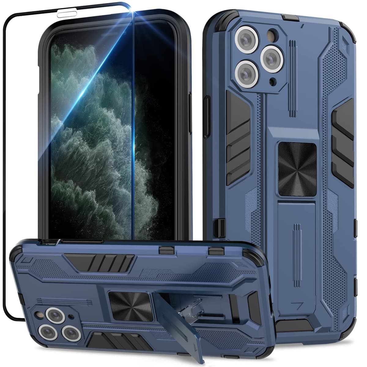 Funda para CMF Phone 2 Pro, Carcasa Antigolpes con Soporte anular metálico, Case Protectora de Grado Militar, Negro — view 414