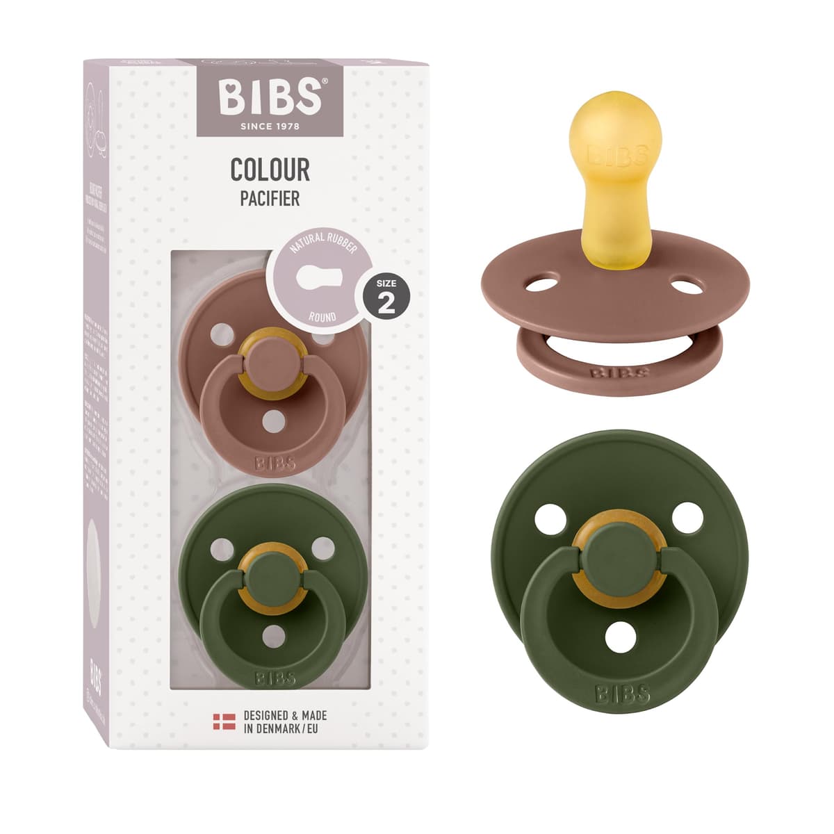 BIBS Colour Soother 2-Pack, BPA Free Dummy Pacifier, Round Nipple. Natural Rubber Latex, Size 2 (6-18 Months), Sky Blue/Steel Blue — view 32