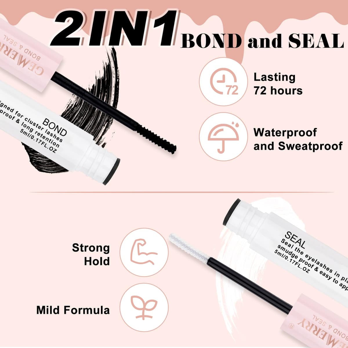 2 unidades de pegamento para pestañas GEMERRY 10 ml, Lash Bond and Seal, extensiones de pestañas, pegamento para extensiones de pestañas, pegamento de 7 días de retención y sellos — view 5