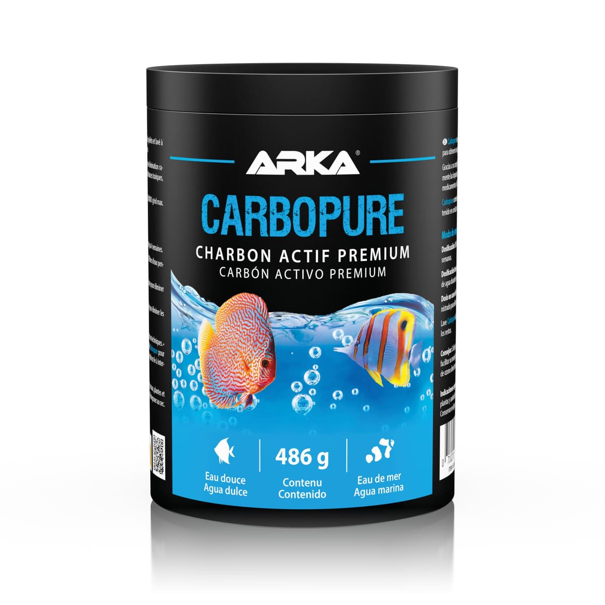 Carbón Activo Acuario – ARKA Carbopure 1000 ml / 486 g – Elimina turbidez, restos de medicamentos y colorantes – Agua Clara en Horas – Dulce y Marino – Lavado ácido y Activado al Vapor