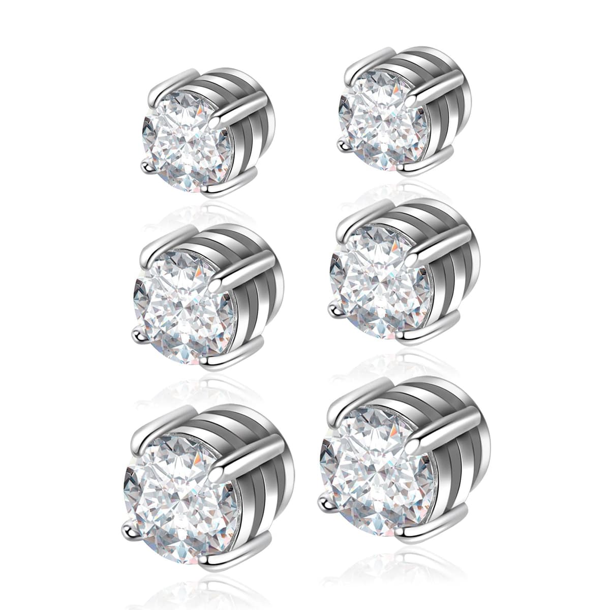 Magnetic Earring Studs Stainless Steel Fake Earring Non Piercing for Women Men Clips On Earrings Silver Black — view 15