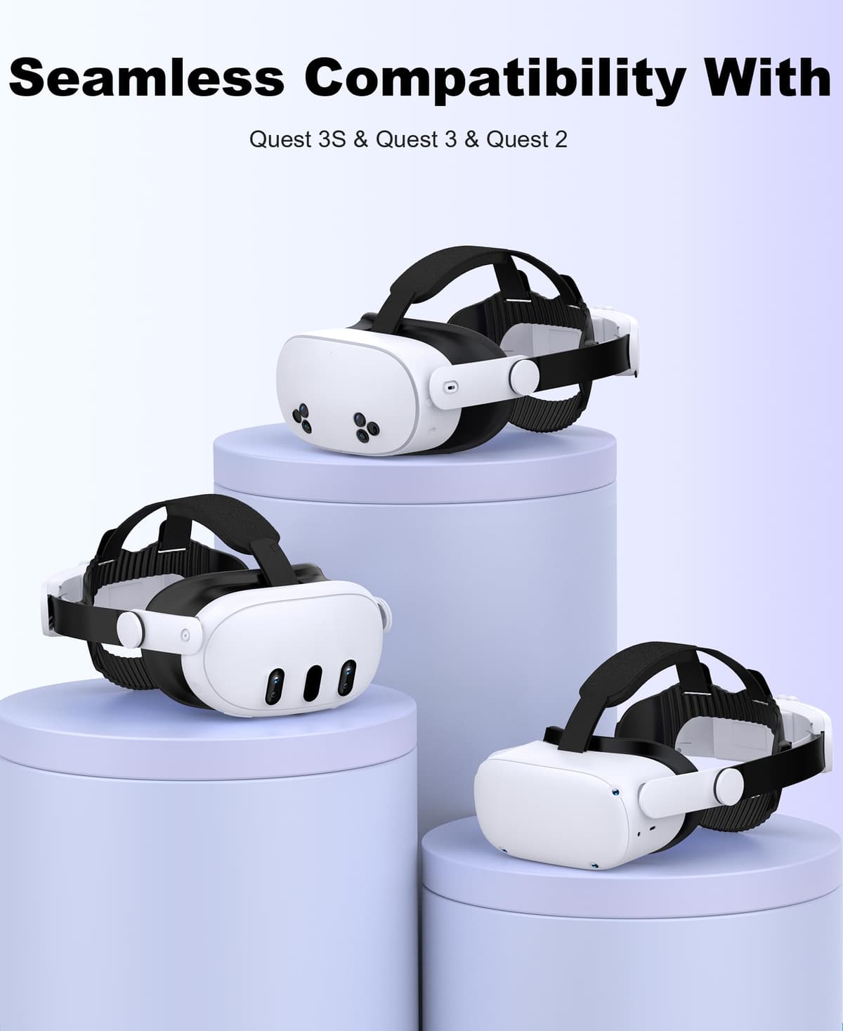 HELLCOOL Correa de Cabeza Cómoda para Meta Quest 3S/3/2 – Soporte VR Ergonómico con Función Plegable de 45° y Rueda de Ajuste – Accesorio Ligero para Sesiones Largas sin Puntos de Presión — view 4