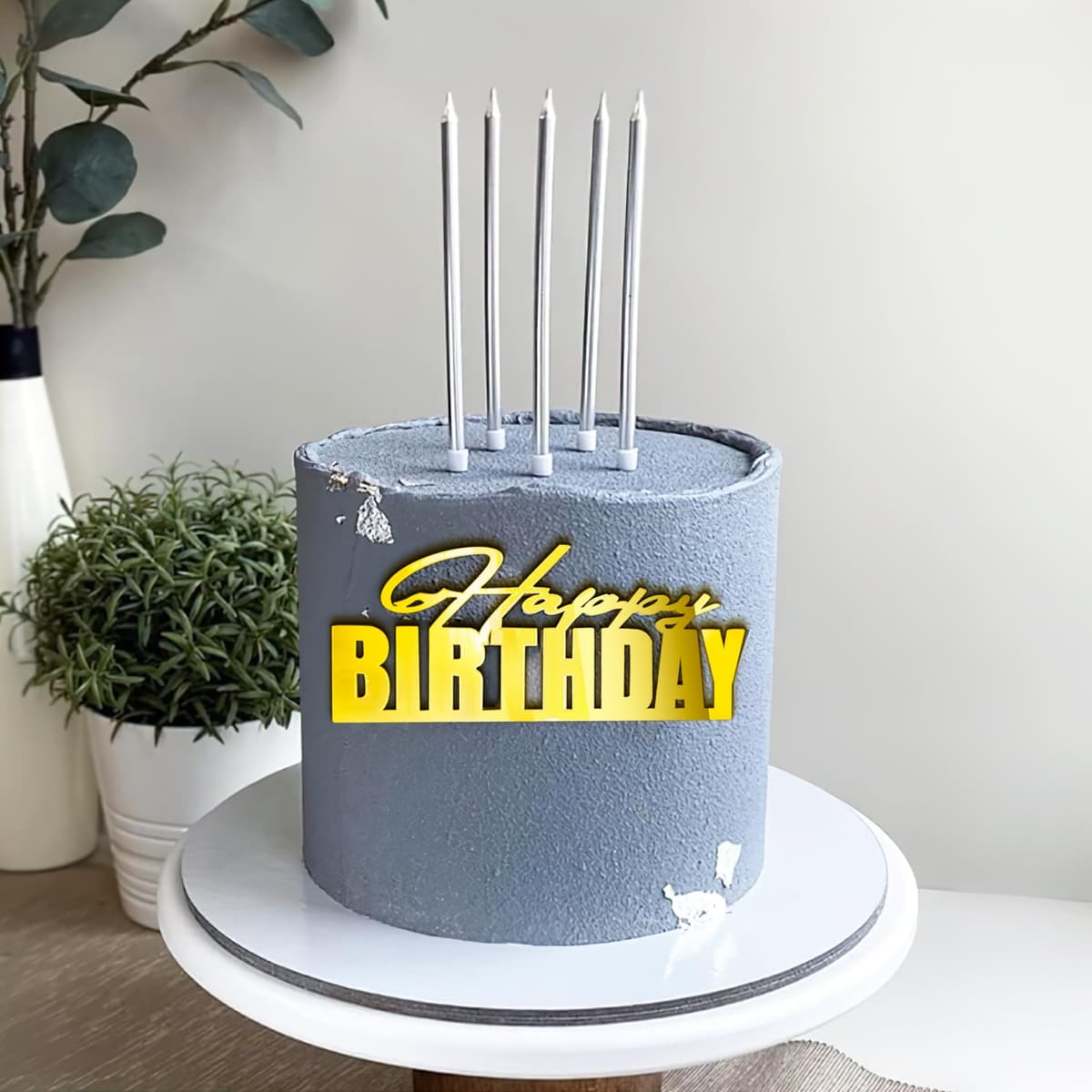 6 Pcs Golden Happy Birthday Cake Topper, Acrylic Birthday Cake Toppers Birthday Cakes Sign Picks Cupcake Decoration Cakes Stick Decor for Celebrating Birthdays Party Dessert Decor — view 3