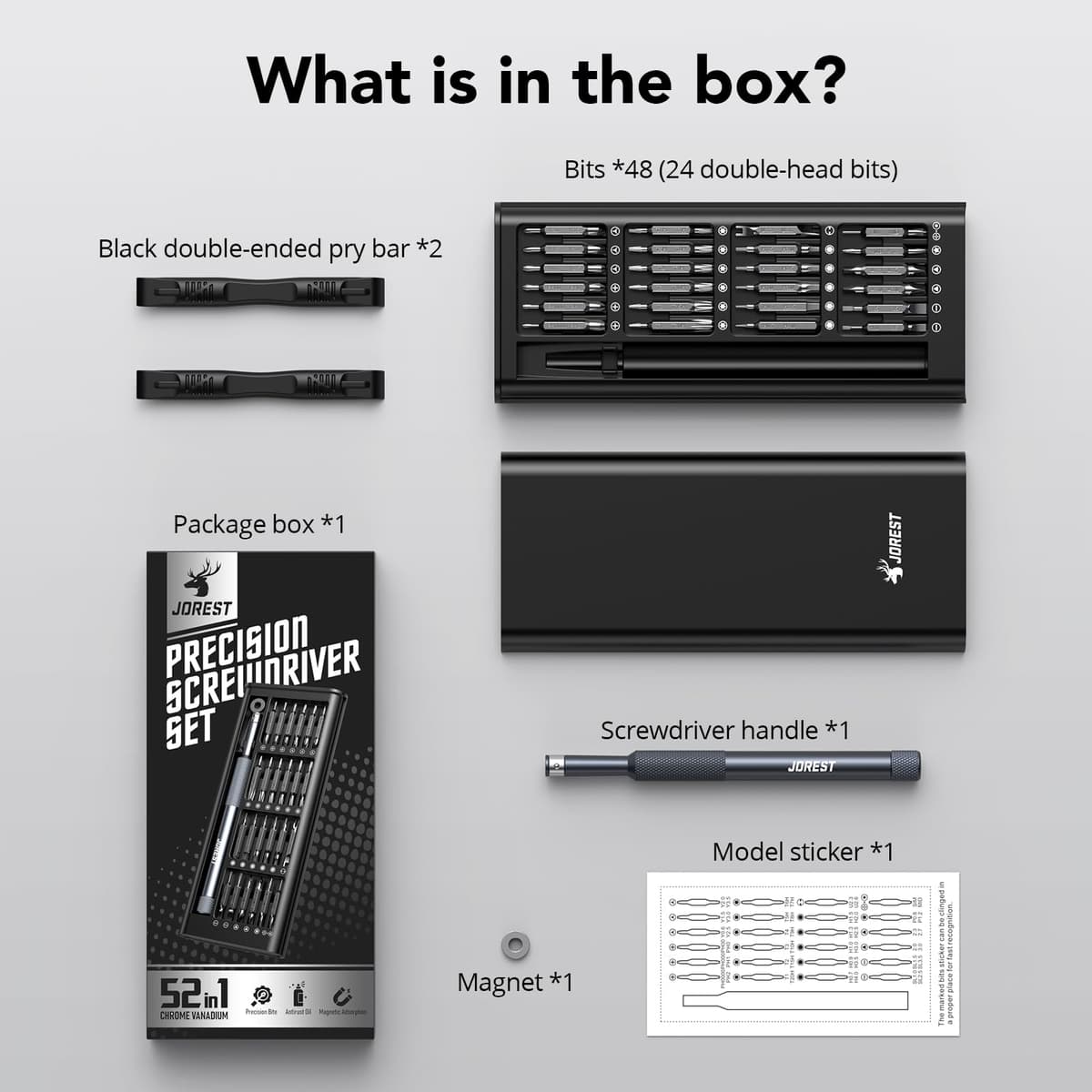 JOREST 52 EN 1 Juego de Destornilladores Precision, Kit de Herramientas Portátil con Torx T3 T4 T5 T6 T7 T8 T9 T10, Triwing Y00, P2/P5, etc, para Macbook, Switch, PS4, PS5, Xbox, PC, Laptop, Gafas — view 7