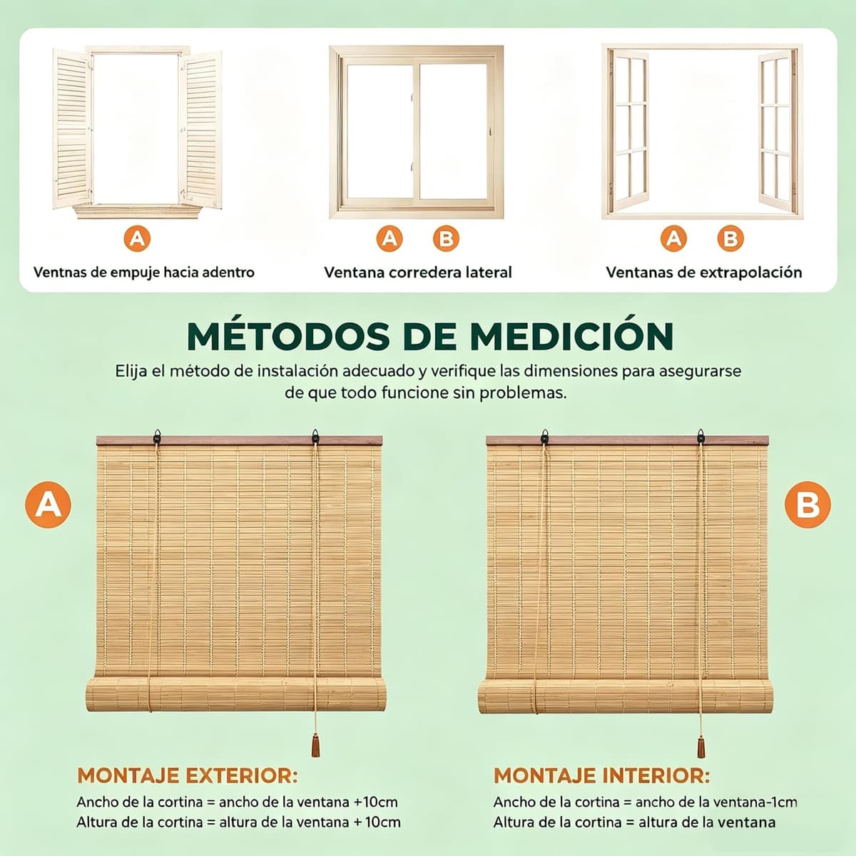 EasySpeed Persiana Enrollable de Bambú Natural (150x200cm), Cortina de Madera, Estor Ajustable de Ocultación para Exterior e Interior, Diseño Natural para Puertas y Ventanas, Marrón — view 3