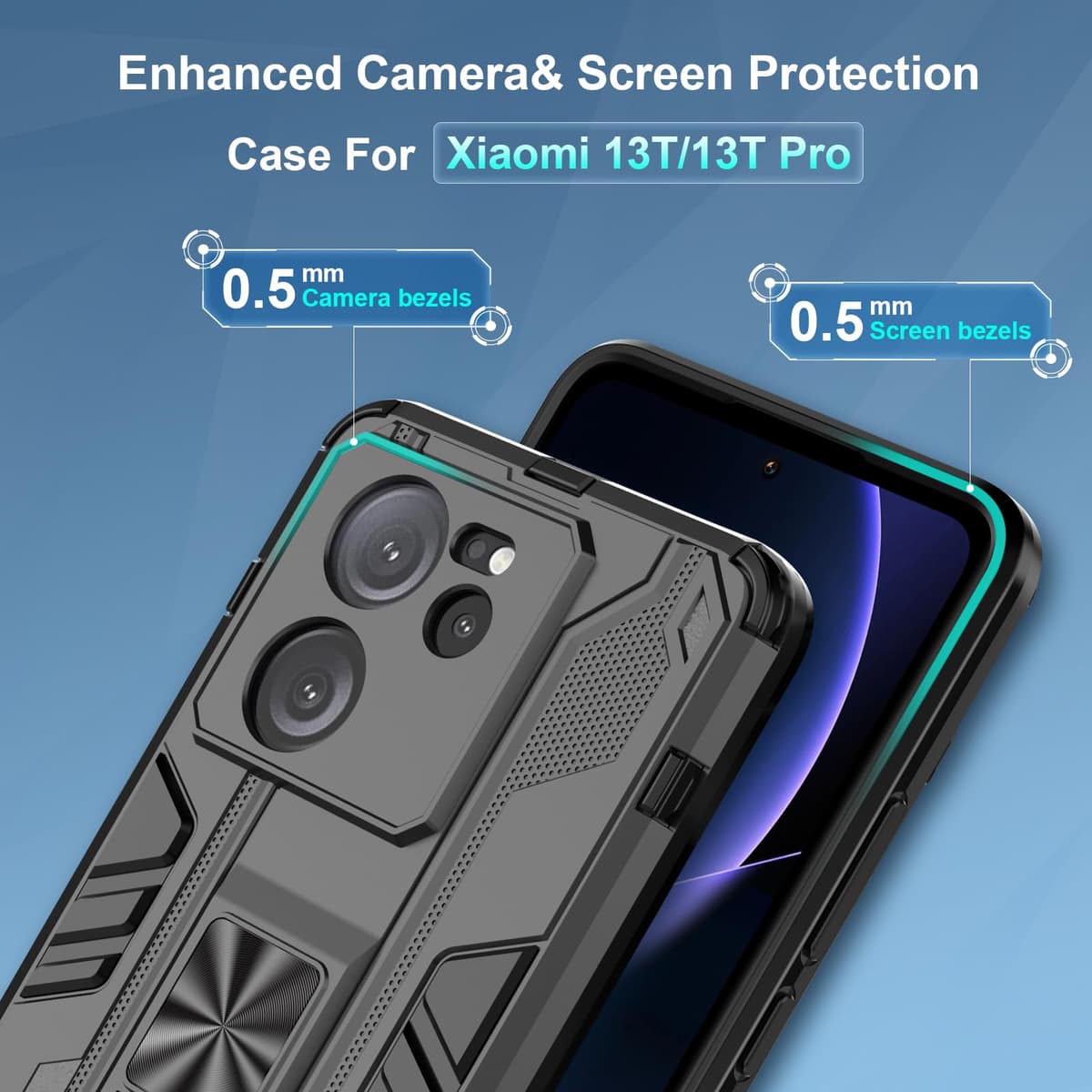 Funda para CMF Phone 2 Pro, Carcasa Antigolpes con Soporte anular metálico, Case Protectora de Grado Militar, Negro — view 1330