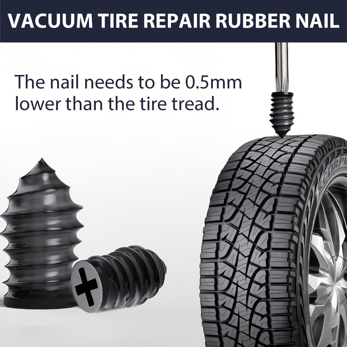 50 Pieces Car Puncture Repair Kit, Rubber Nails for Vacuum Tires with Screwdriver, Tyre Repair for Car, Motorcycle, Bicycle, Truck (25S + 25L) — view 4