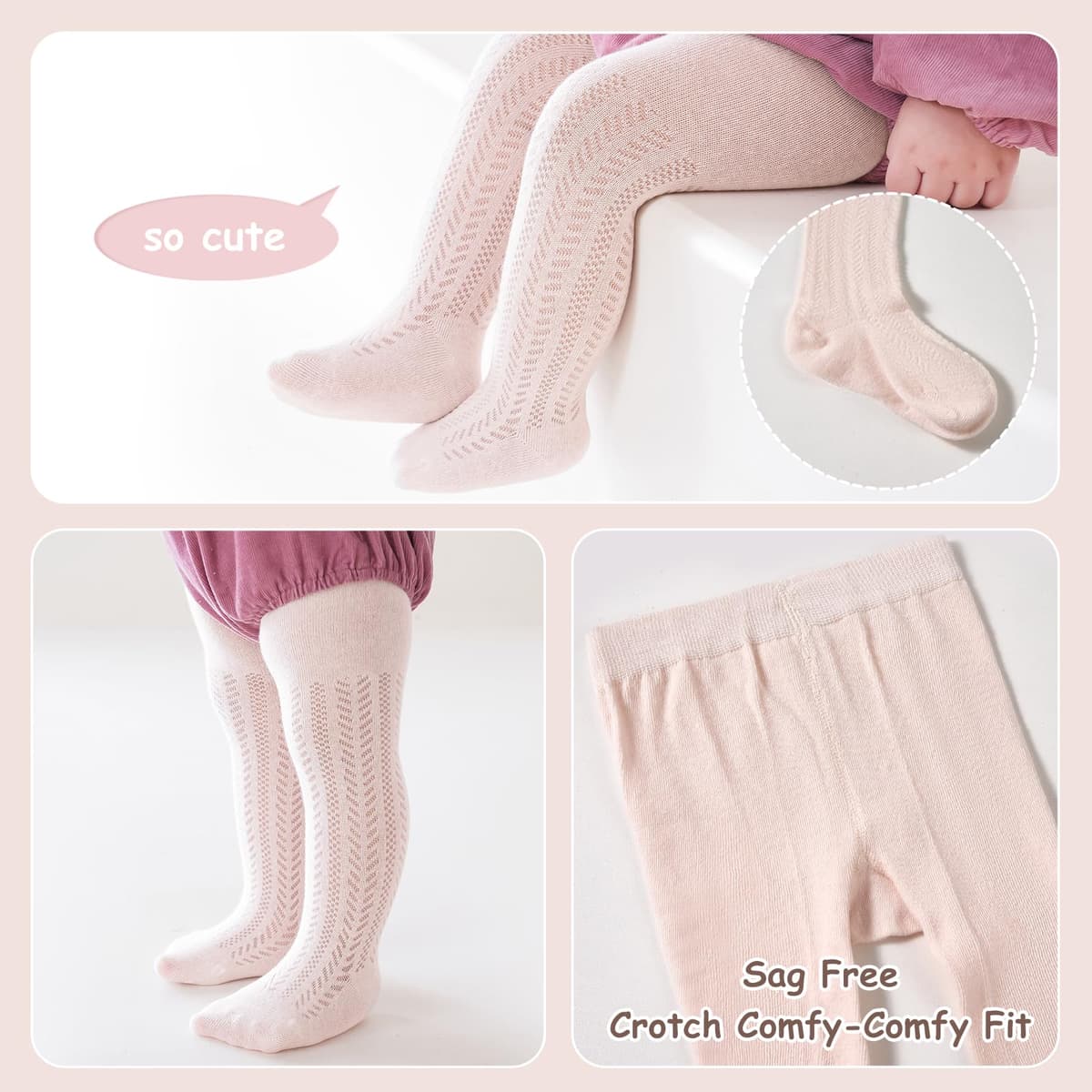Miipat 2 Pares Medias para Niña, Bebé Medias Pantimedias Caladas Suaves y Elásticas, para Niña Pequeña Colegio, Fiesta, Baile y Ocasiones — view 2