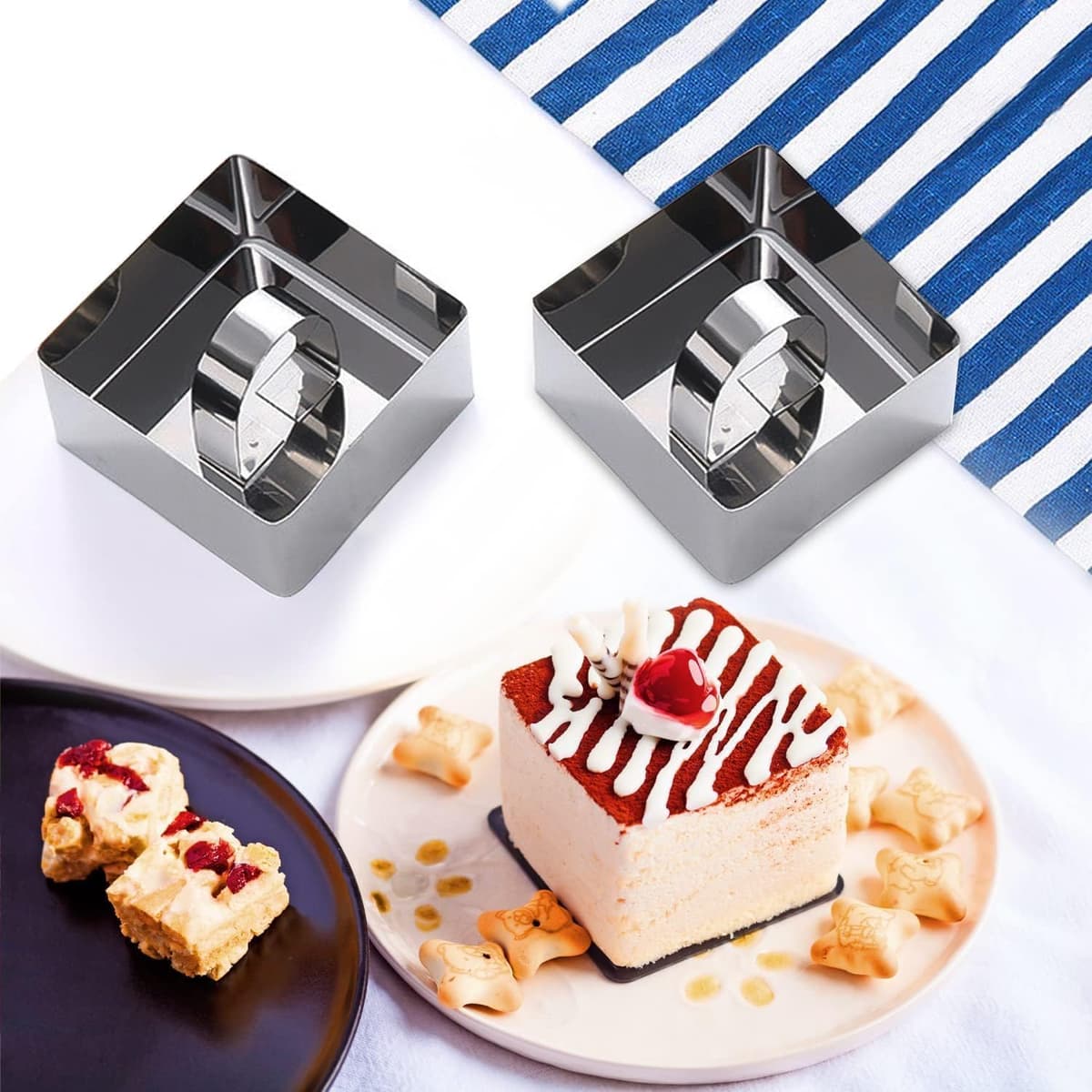 4 Piezas Aros de Pastel Mousse, Aro de Reposteria 8 cm, Conjunto de Aros de Pastel de Acero Inoxidable, Cocina para Postre Pastel Mousse Anillos (4 Formas) — view 4