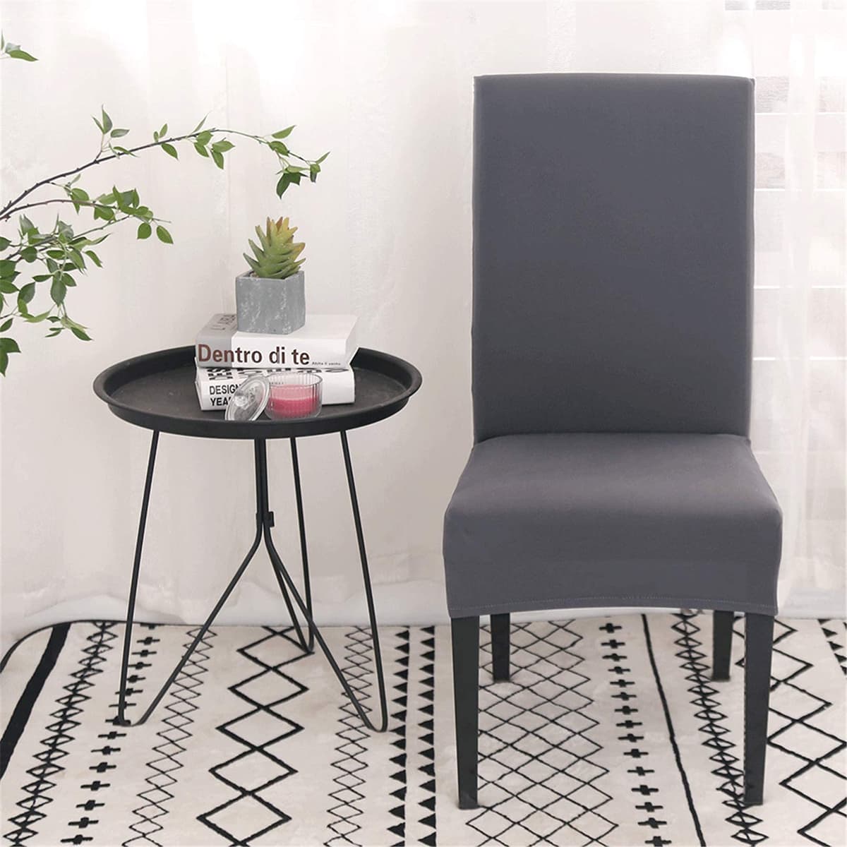 Dining Room Chair Covers Slipcovers Set of 4, Stretch Removable Washable Dining Chair Protector Decoration Cover Seat Slipcover for Hotel, Ceremony, Banquet, Kitchen, Restaurant, Home — view 4
