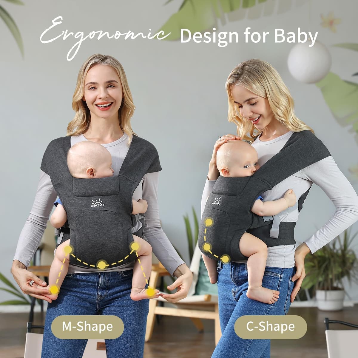 MOMTORY Baby Carrier from Newborns, Comfortable Hip Seat for Baby, 3-12 kg, Ergonomic Carrier for Newborn to Toddler with Velcro Fastening, Easily Adjustable Hip Carrier — view 5