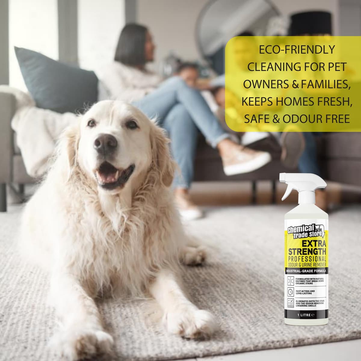 Professional Odour & Urine Remover 1L - Enzyme Cleaner for Pet & Household Smells - Eliminates Stains & Bad Odours — view 5