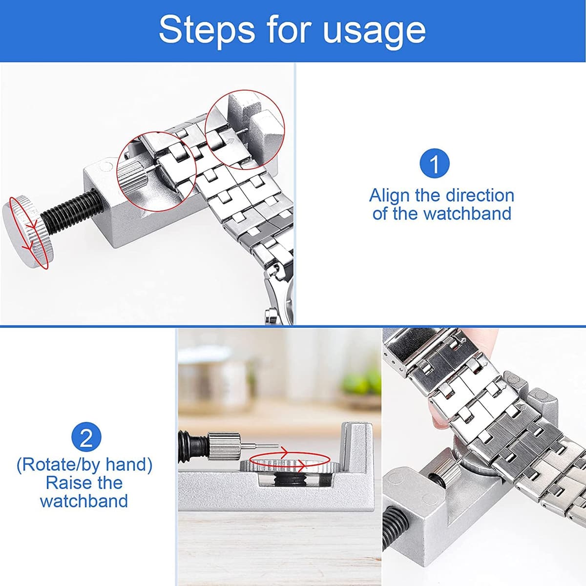 JOREST Herramientas Ajusta Correas de Reloj, Acortar y Cambiar Correa Relojes, Kit Reparacion para Quita Eslabones, Extractor Pasadores Relojero — view 3