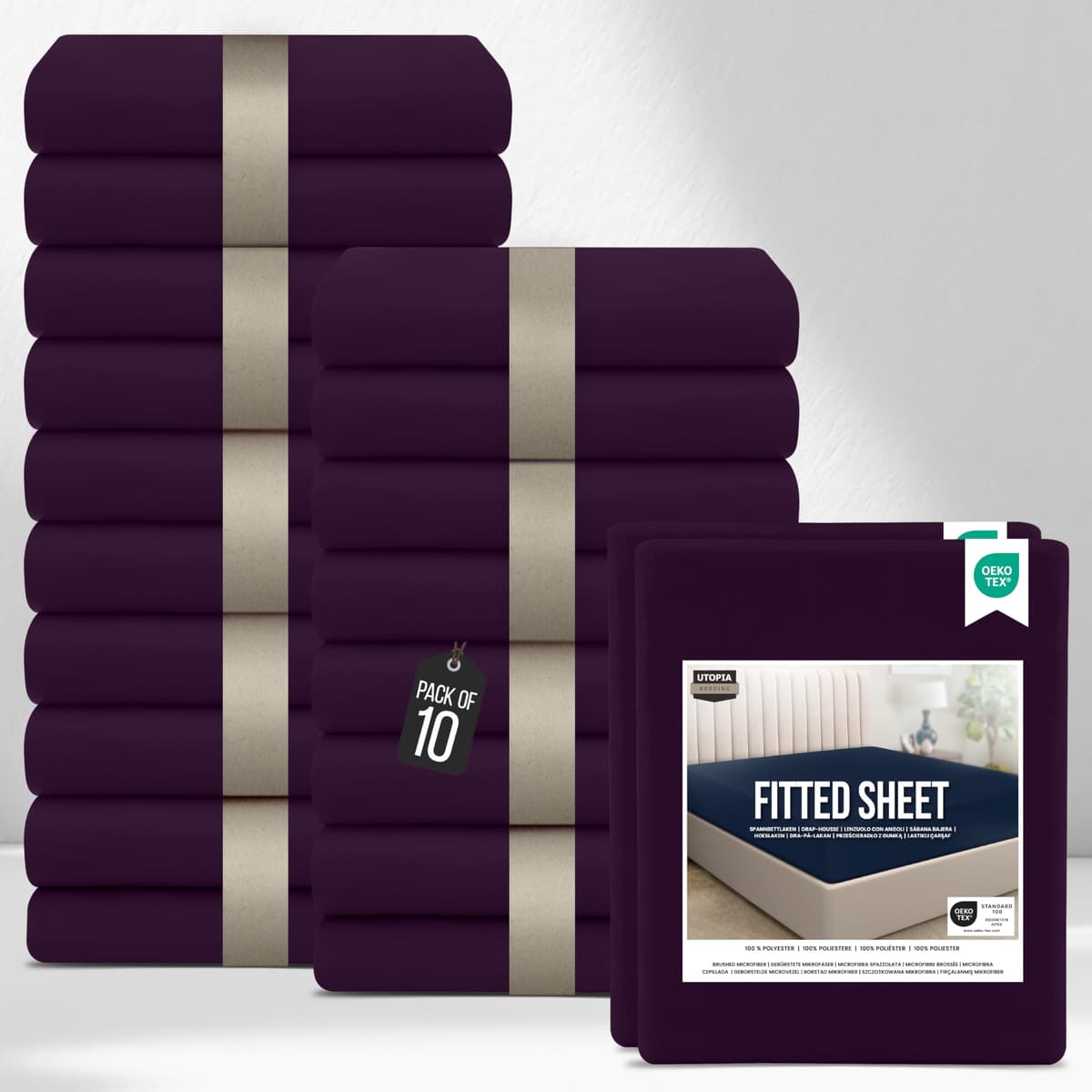 Utopia Bedding Fitted Sheet Single (2 Pack), White - Deep Pocket 14 inch (35 cm) - Oeko Tex Certified - Easy Care - Soft Brushed Microfibre Fabric - Shrinkage and Fade Resistant - Bottom Sheet — view 26