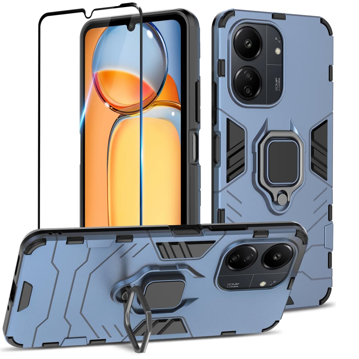 Funda para CMF Phone 2 Pro, Carcasa Antigolpes con Soporte anular metálico, Case Protectora de Grado Militar, Negro — view 960