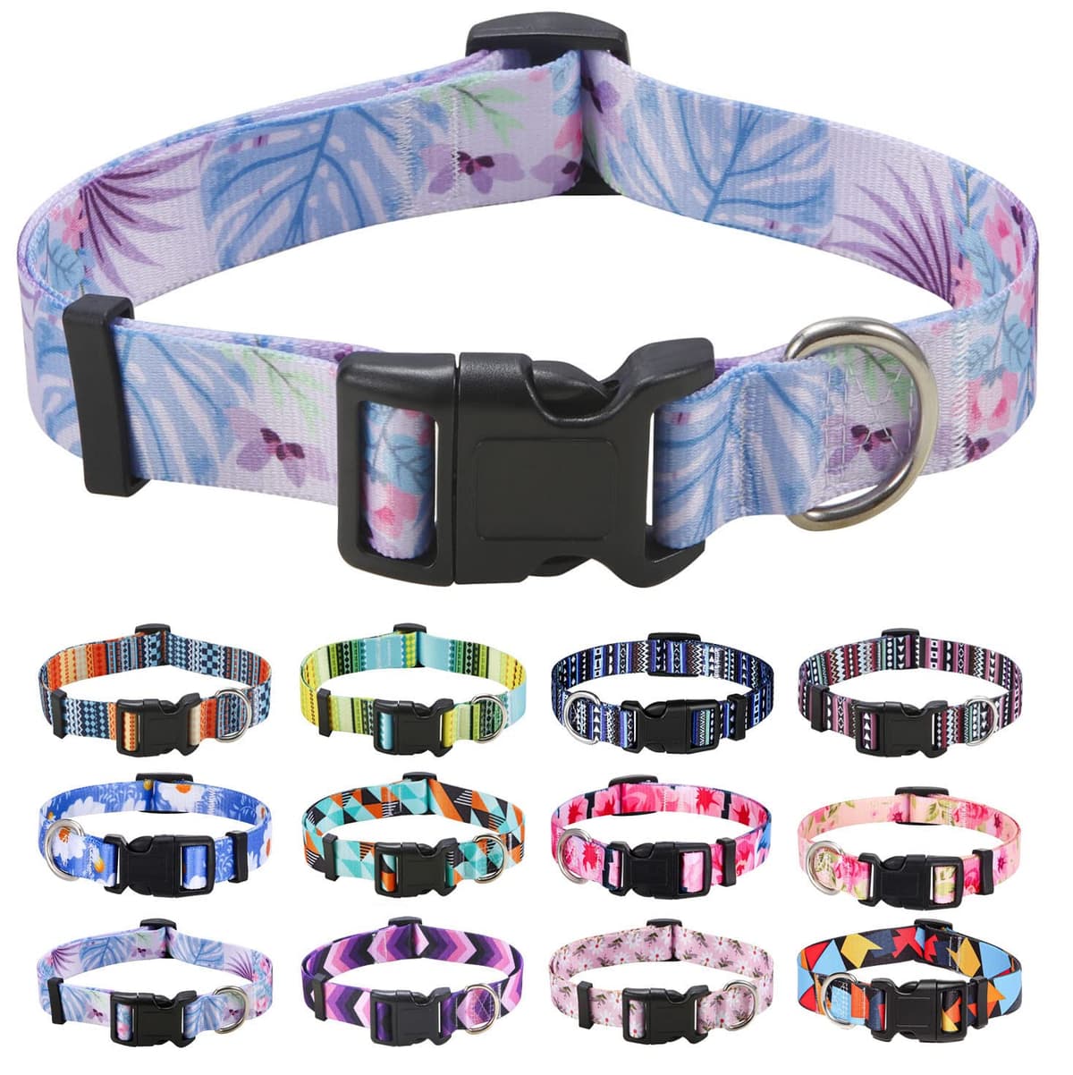 Mihqy Dog Collar for Small Dogs, Cute Small Medium Large Dog Pet Collar, with Floral Patterns, Soft Adjustable for Boy Girl Female Male Puppy Dog Collar(Floral Pink,S) — view 45