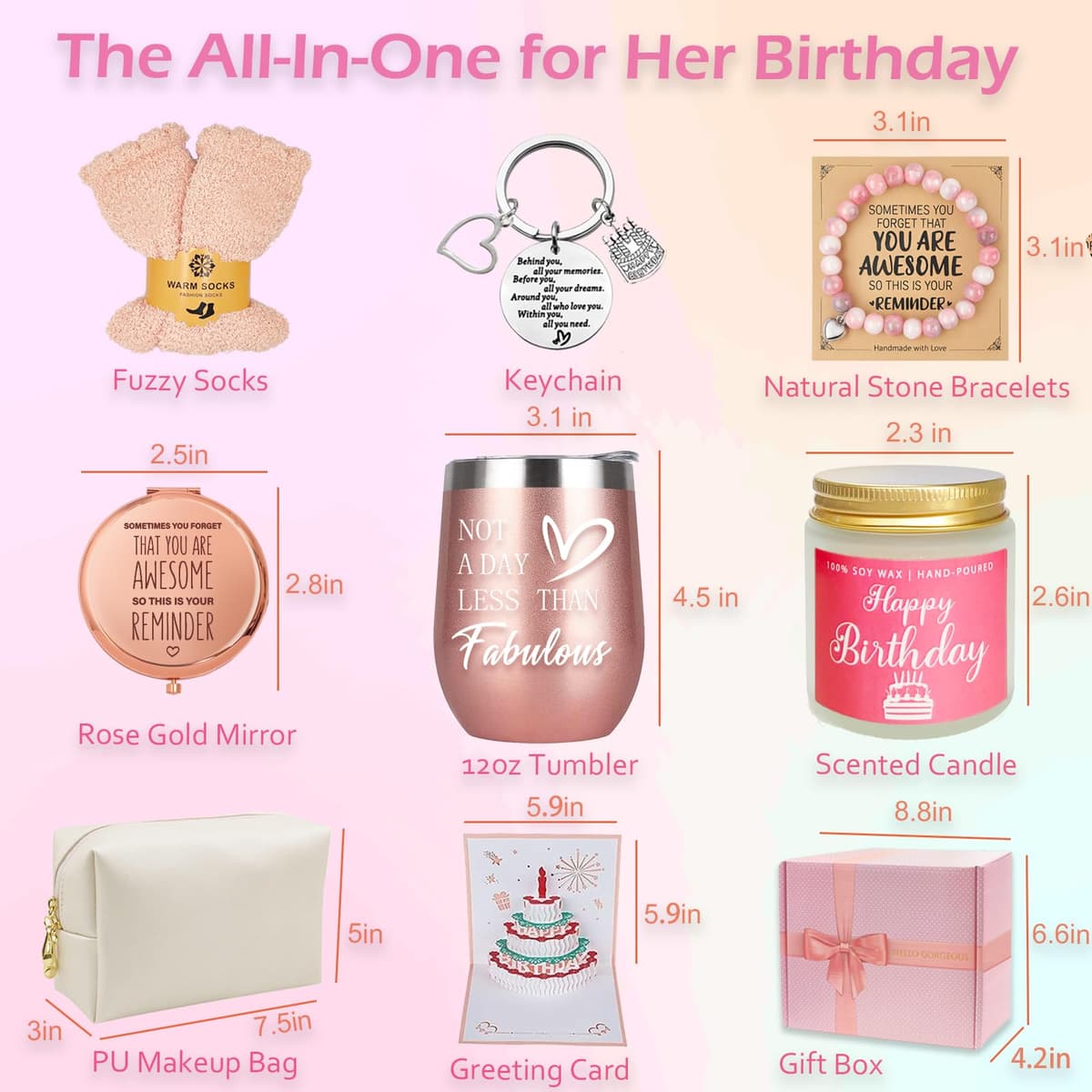 Awfrky Birthday Gifts for Women, Birthday Gift Box Set for Woman Best Friends Female Sister Mom Daughter Wife Her Girlfriend Coworker Bestie, Unique Gifts for Women — view 2