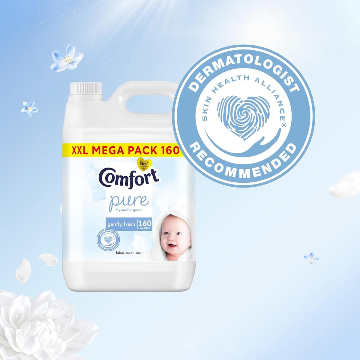 Comfort Pure Sensitive Fabric Conditioner dermatologically tested gentle next to sensitive skin 160 washes (4.8 L) 4800 ml (160 washes) (Pack of 1) — view 3