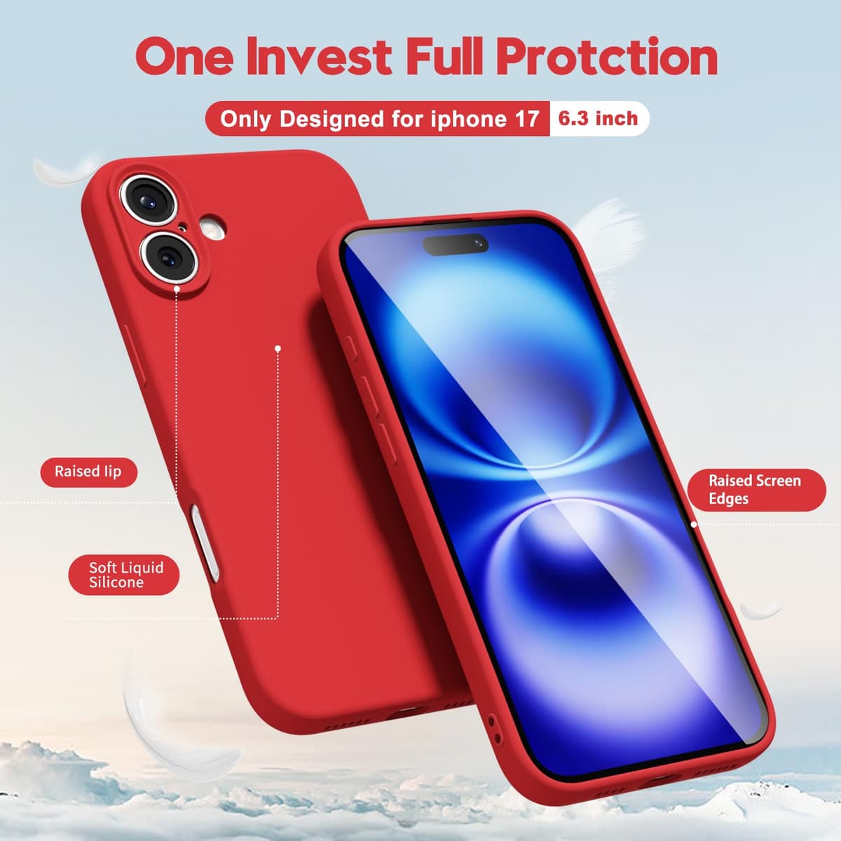 oakxco for iPhone 17 Pro Max Phone Case Liquid Silicone, Cute Thin Slim Grip Soft Rubber Gel for Women Men, Smooth Matte TPU Plain Solid Color Girly Simple Case with Camera Cover, Light Pink — view 837
