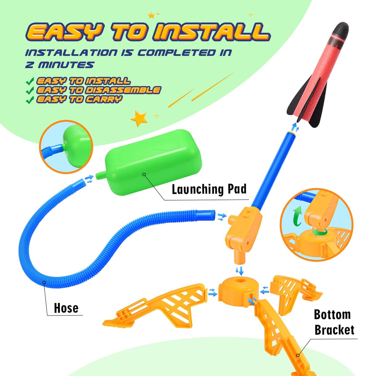 Boys Toys for 3-12 Years Old Boys, With 6 Powerful Foam Rocket -Kids Toys Garden Toys Boys Girls Gifts Age 3-9 Year Old Boys Toys Age 3-9 Outdoor Birthday Gifts for Kids Toy Rockets Garden Games — view 4