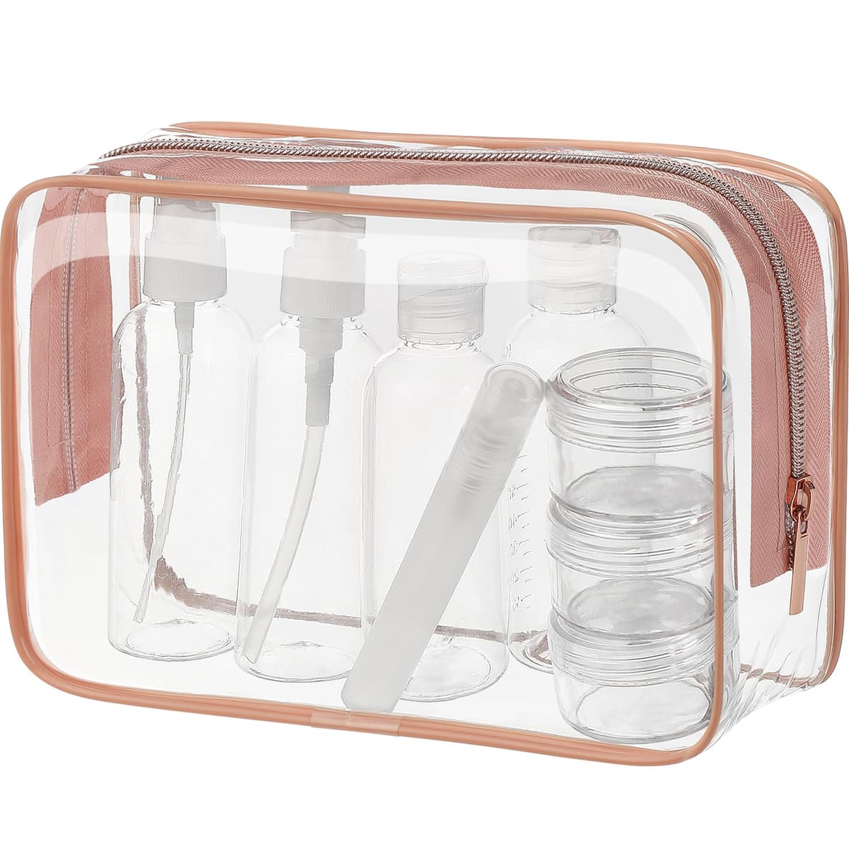 MOCOCITO Neceser Transparente con 8 Botellas de Viaje (MAX.100ml) y 1 Bolsa de Vuelo para Líquidos (20x20 CM,1L), Bolsa de Cosméticos Impermeable para Hombre y Mujer — view 13