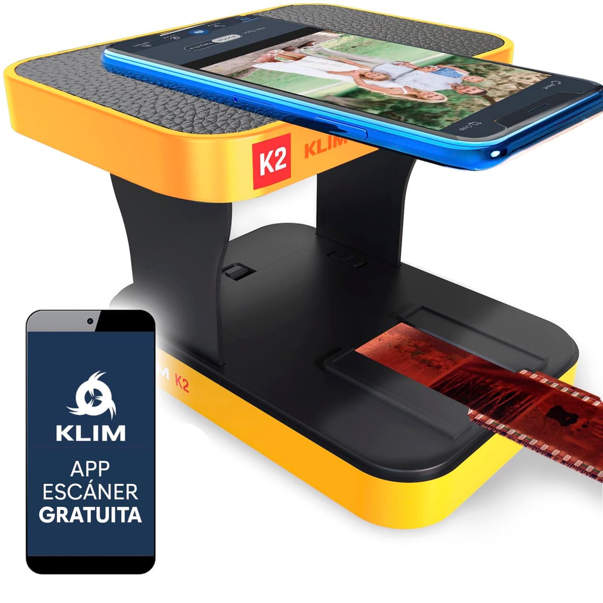 KLIM K2 Escaner Negativos 35mm - App Gratuita - Escáner de Positivos, Escaner de Diapositivas, Visor Diapositivas, Digitalizador Negativos - El Mejor escáner para Fotos Antiguas - Naranja y Gris — view 9