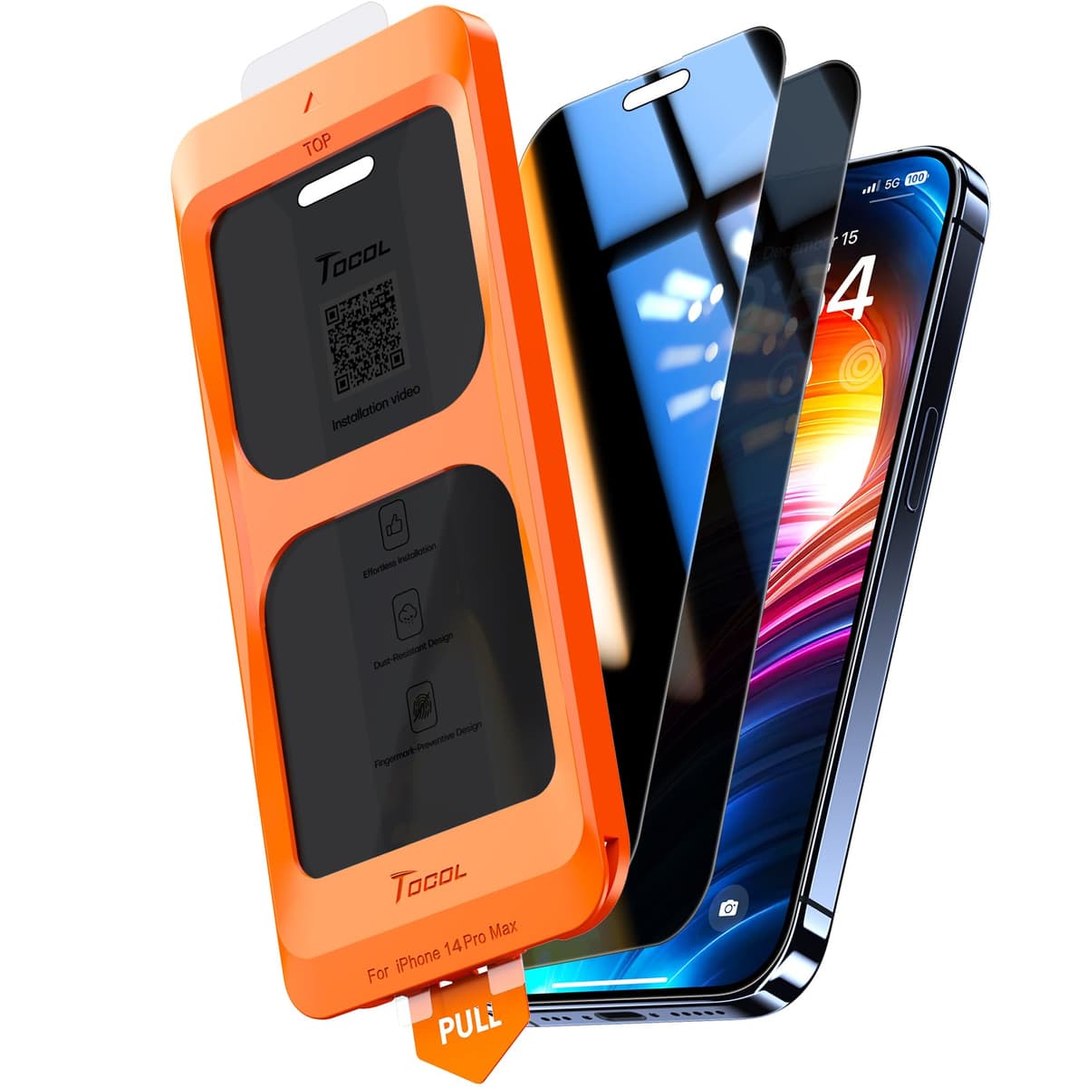 TOCOL Protector Pantalla para iPhone 17 Pro Max, Alineación Automática para Una Instalación Rápida, Cristal Templado de Dureza 9H Inastillable, HD Transparente, 2 Piezas — view 21