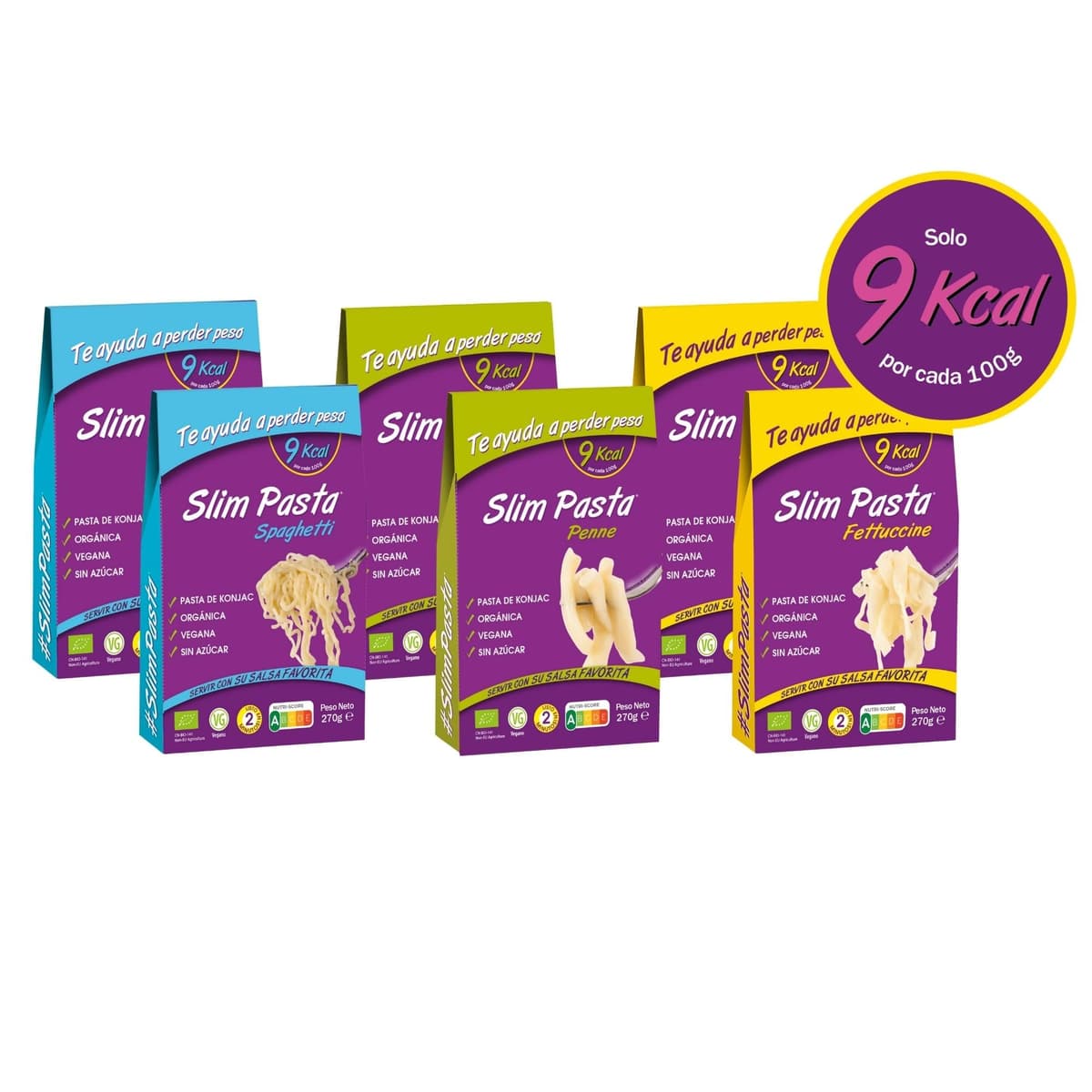 Slim Pasta - Pack Italia de 6 Unidades de Pasta Konjac - 270 g - Sin Calorías ni Carbohidratos - Ideal para Dietas Keto y Low Carb - Apto para Veganos - Elaborado con Fibra de Avena y Harina de Konjac — view 4