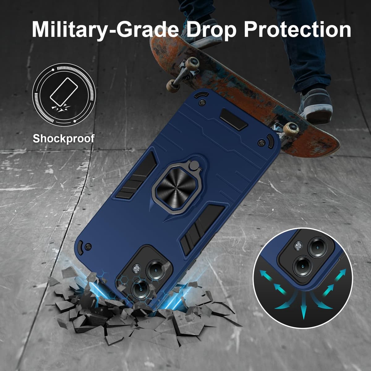 Funda para CMF Phone 2 Pro, Carcasa Antigolpes con Soporte anular metálico, Case Protectora de Grado Militar, Negro — view 493