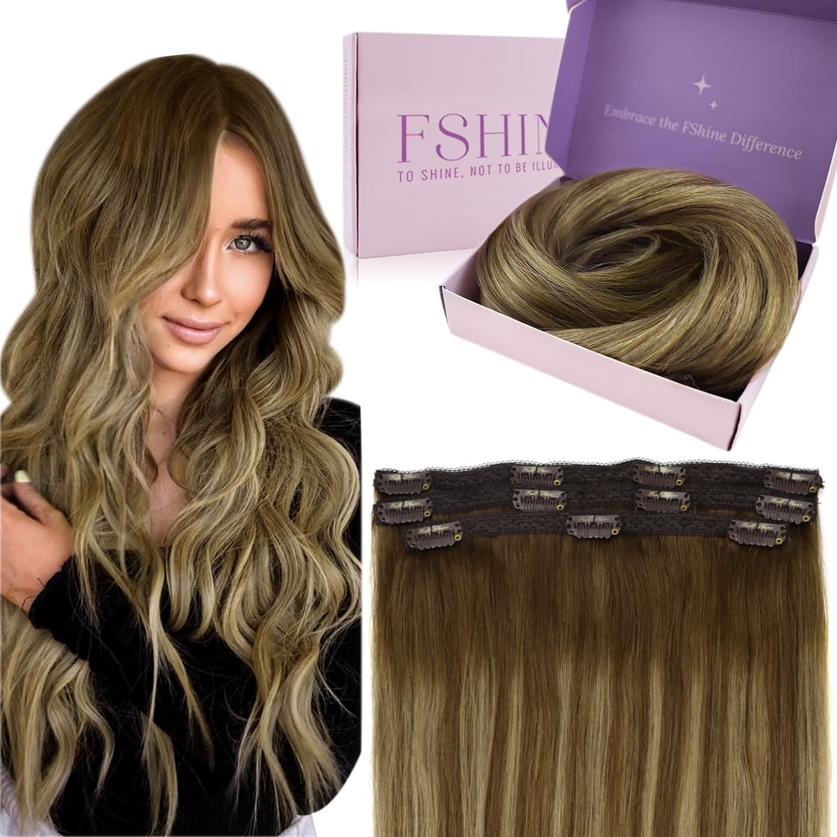 Fshine Clip in Hair Extensions Human Hair Copper Hair Extensions 18 Inch 120 g 7 pcs Color 330 Natural Straight Hair Extensions for Women Real Human Hair — view 67