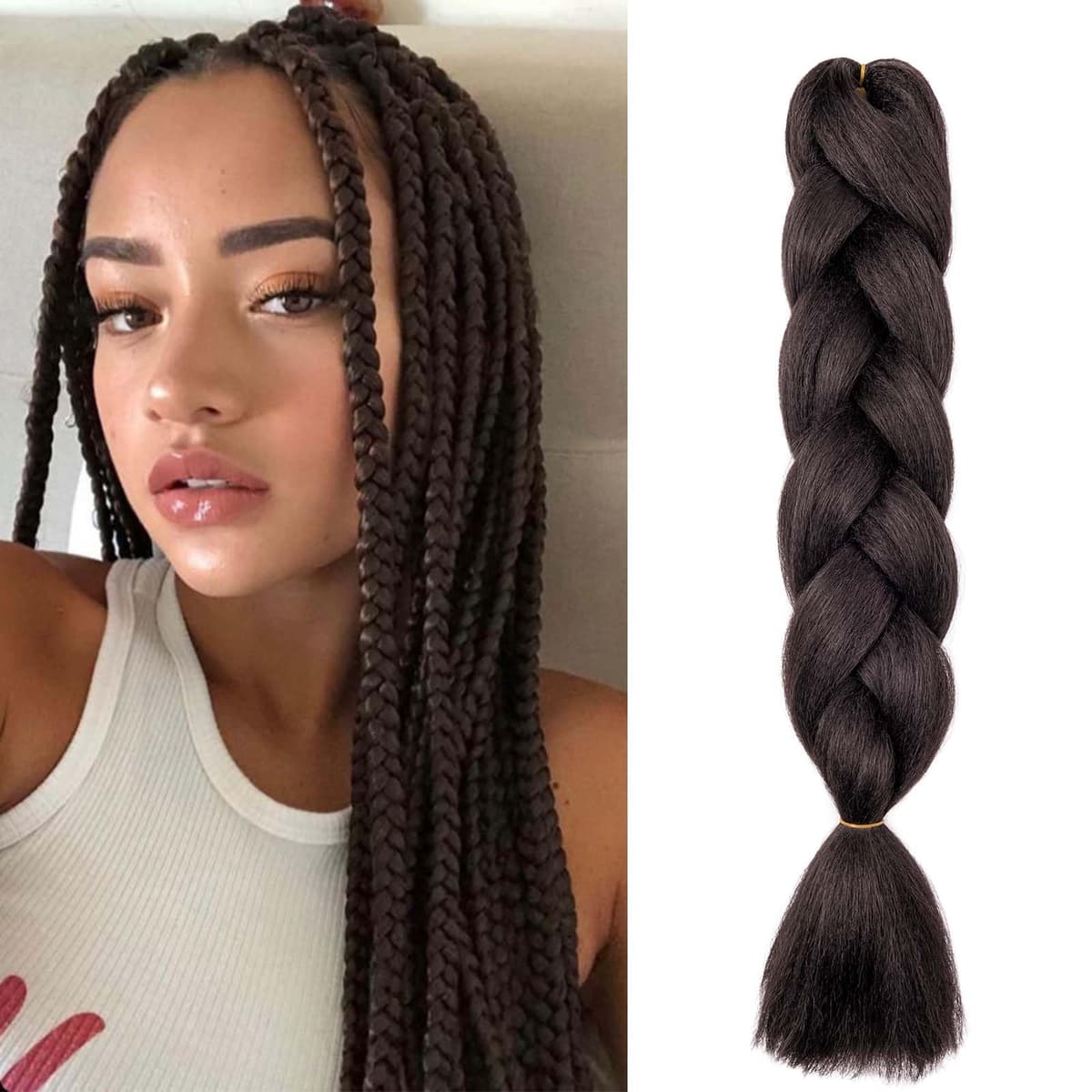 60cm Extensiones de Pelo Trenzas Africanas Castaño Oscuro Extensiones para Trenzas Africanas 1 pcs 100g Kanekalon Pelo para Trenzas Africanas Sintetico Extensiones de Trenzado Cabello Braiding — view 136